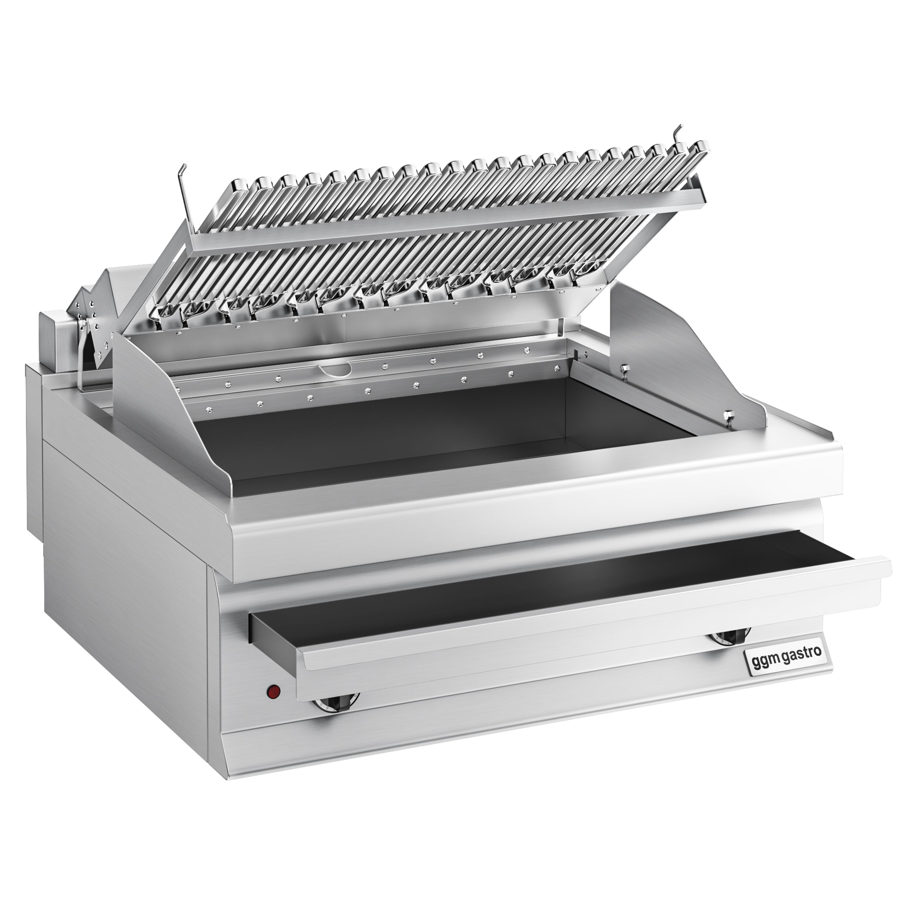 Grill électrique professionnel direct à eau - 8,75kW - de table - P700mm - 2 brûleurs - grilles réglables en hauteur