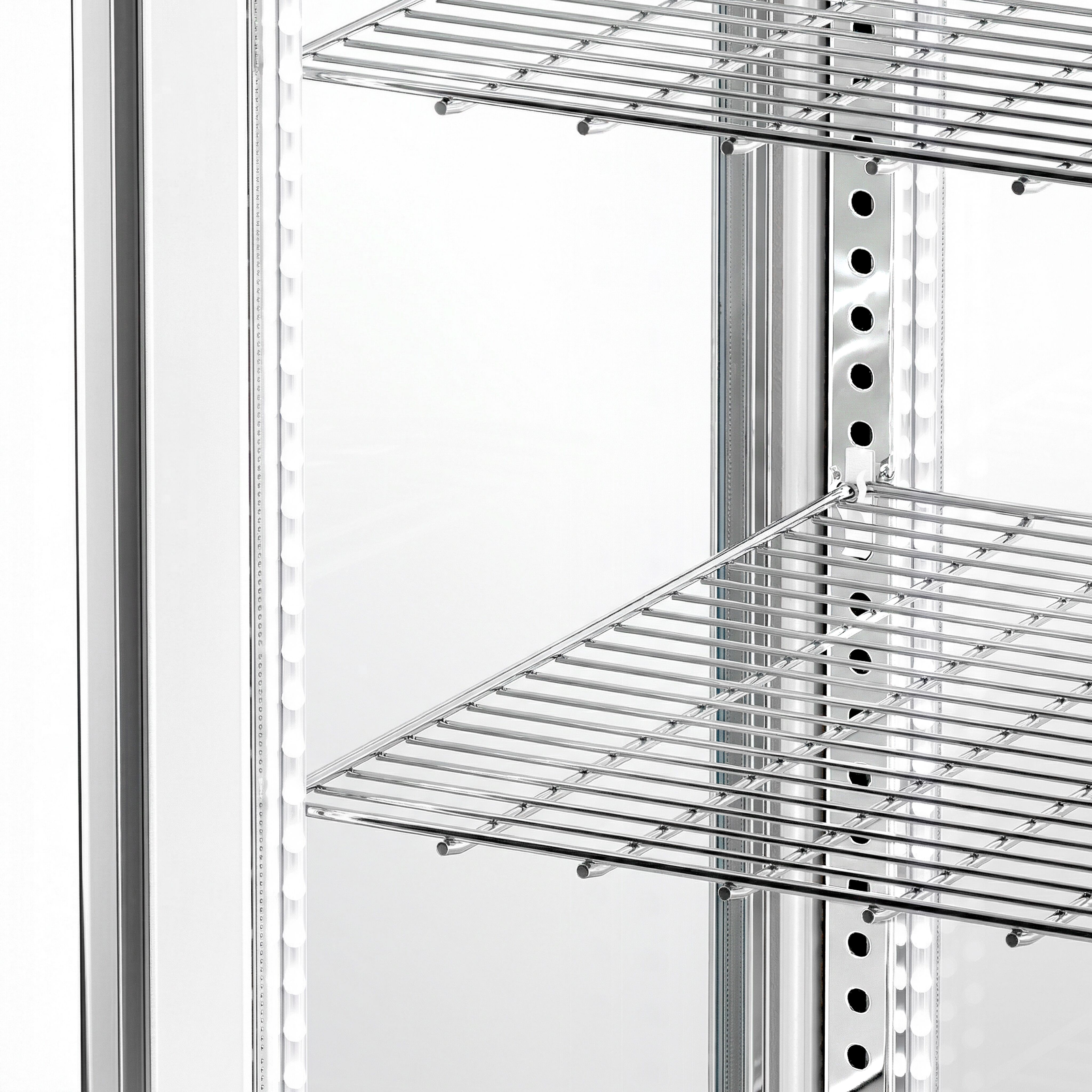 Vitrine réfrigérée 4 faces vitrées / Vitrine panoramique – 235 litres – 1 porte en verre – 4 étagères – Blanc