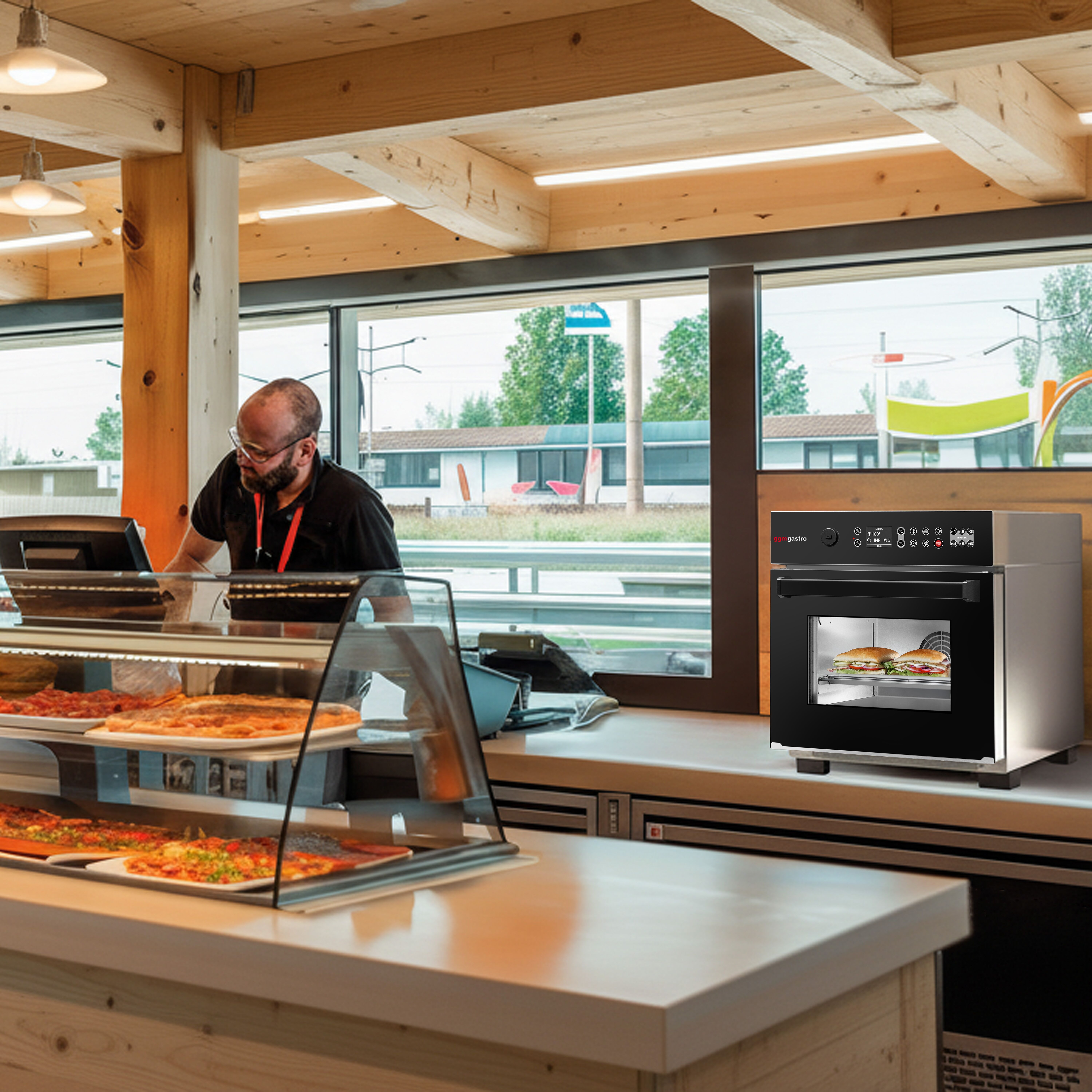 Four à cuisson accélérée - 3,4 kW - inox - incl. sonde de température, plaque à pizza, panier antiadhésif | cuisson 80 % plus rapide