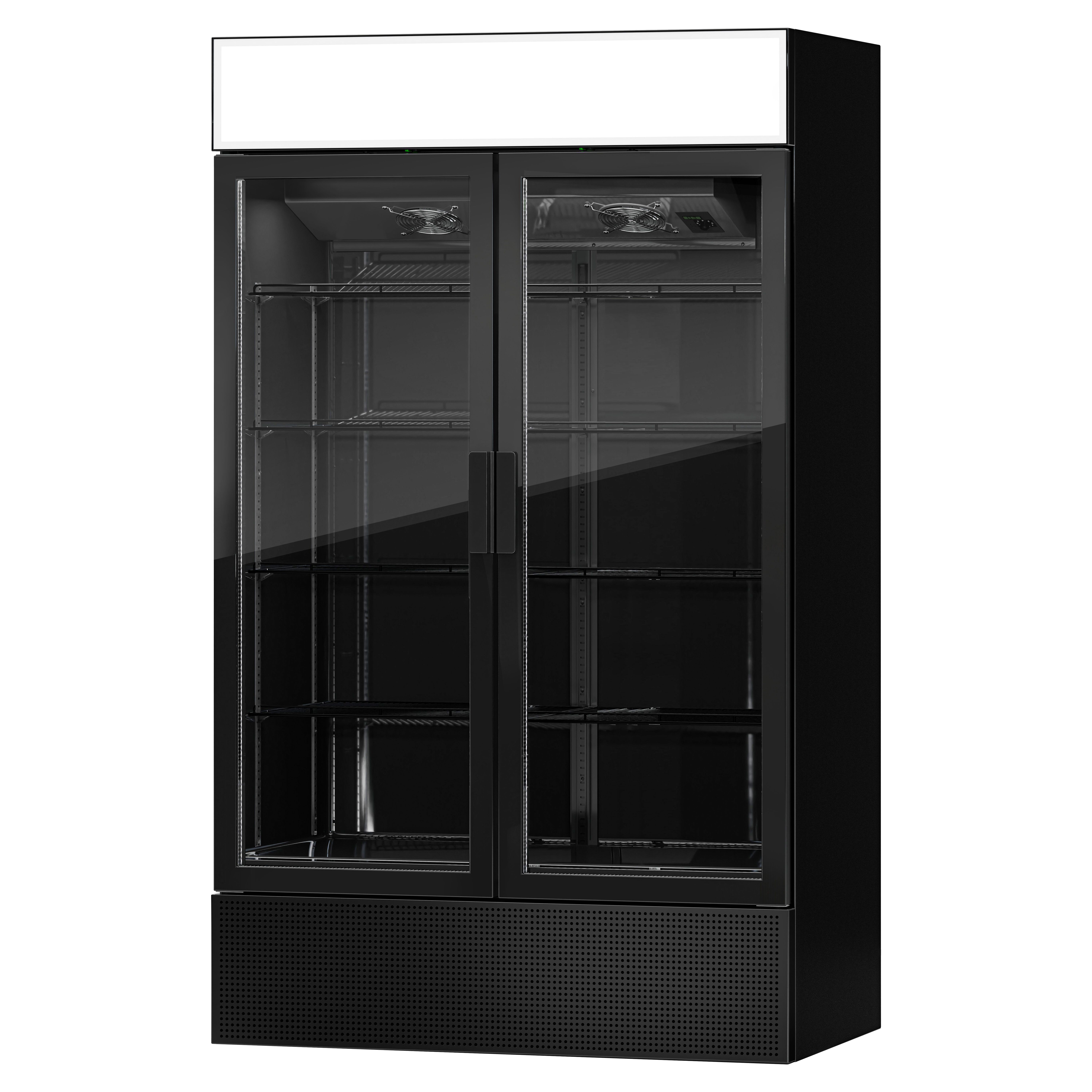 (2 pièces) Vitrine réfrigérée à boissons - 2400 litres - design sans cadre - avec 4 portes vitrées et écran publicitaire
