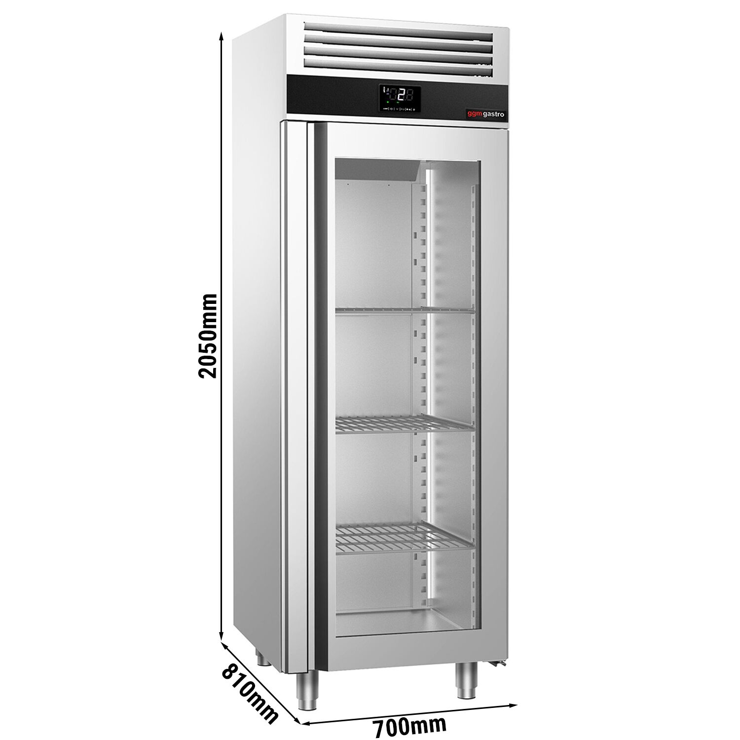 Armoire réfrigérée vitrée positive Inox AISI 304 PREMIUM - avec 1 porte vitrée