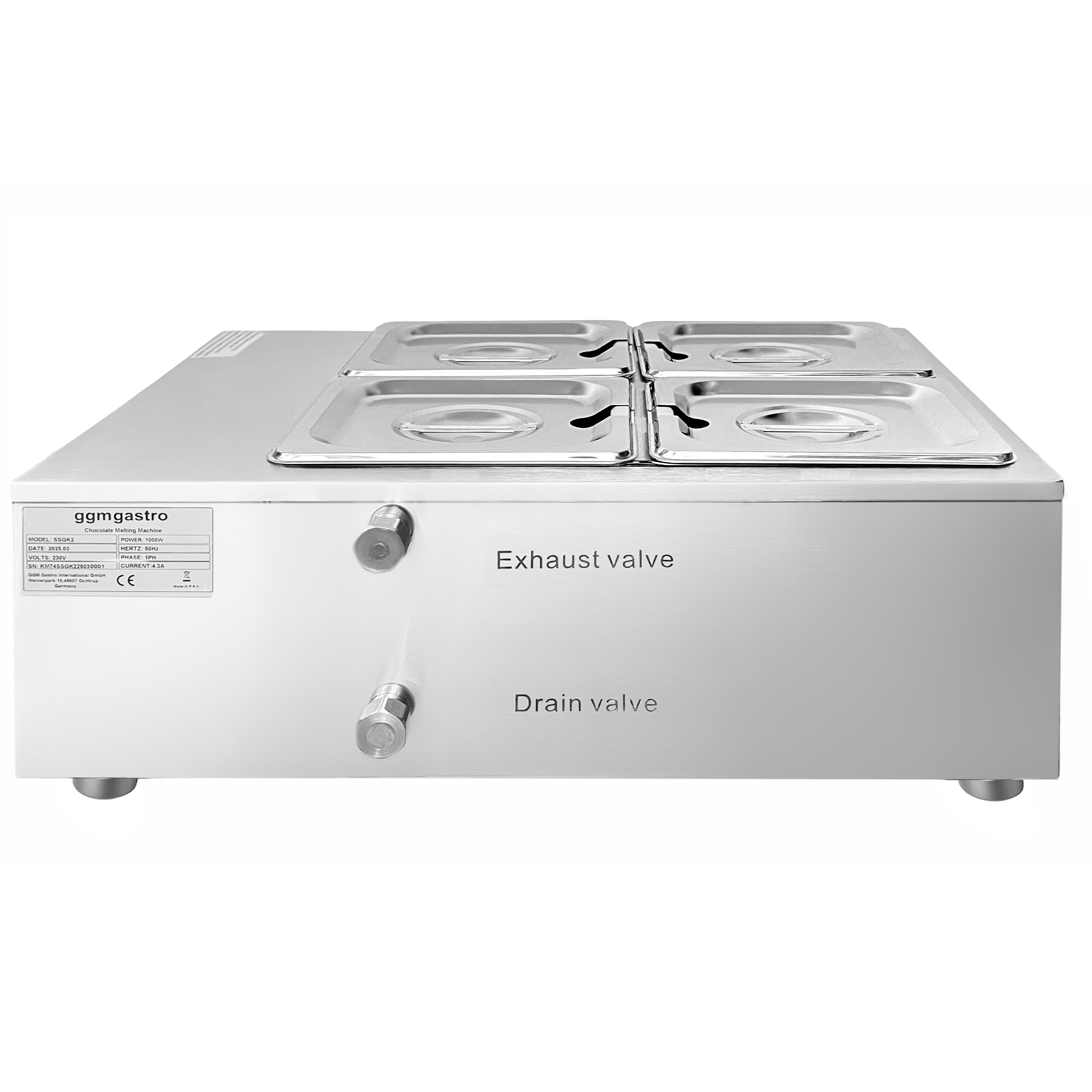 Fondoir à chocolat à bain-marie - 4x 1,7litres - 1kW