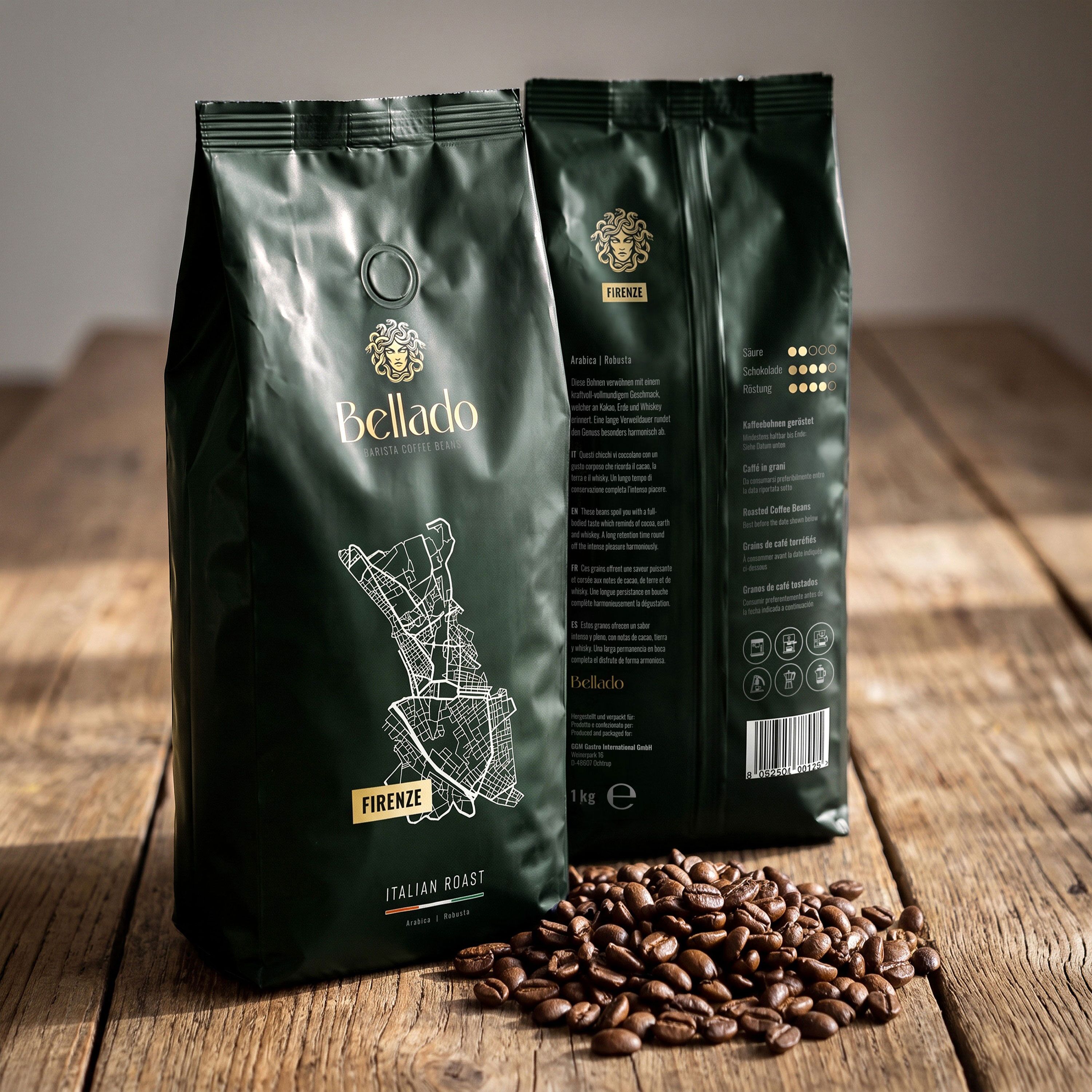 BELLADO | Ziarna kawy „Firenze” – 6 x 1 kg – 80% arabiki i 20% robusty