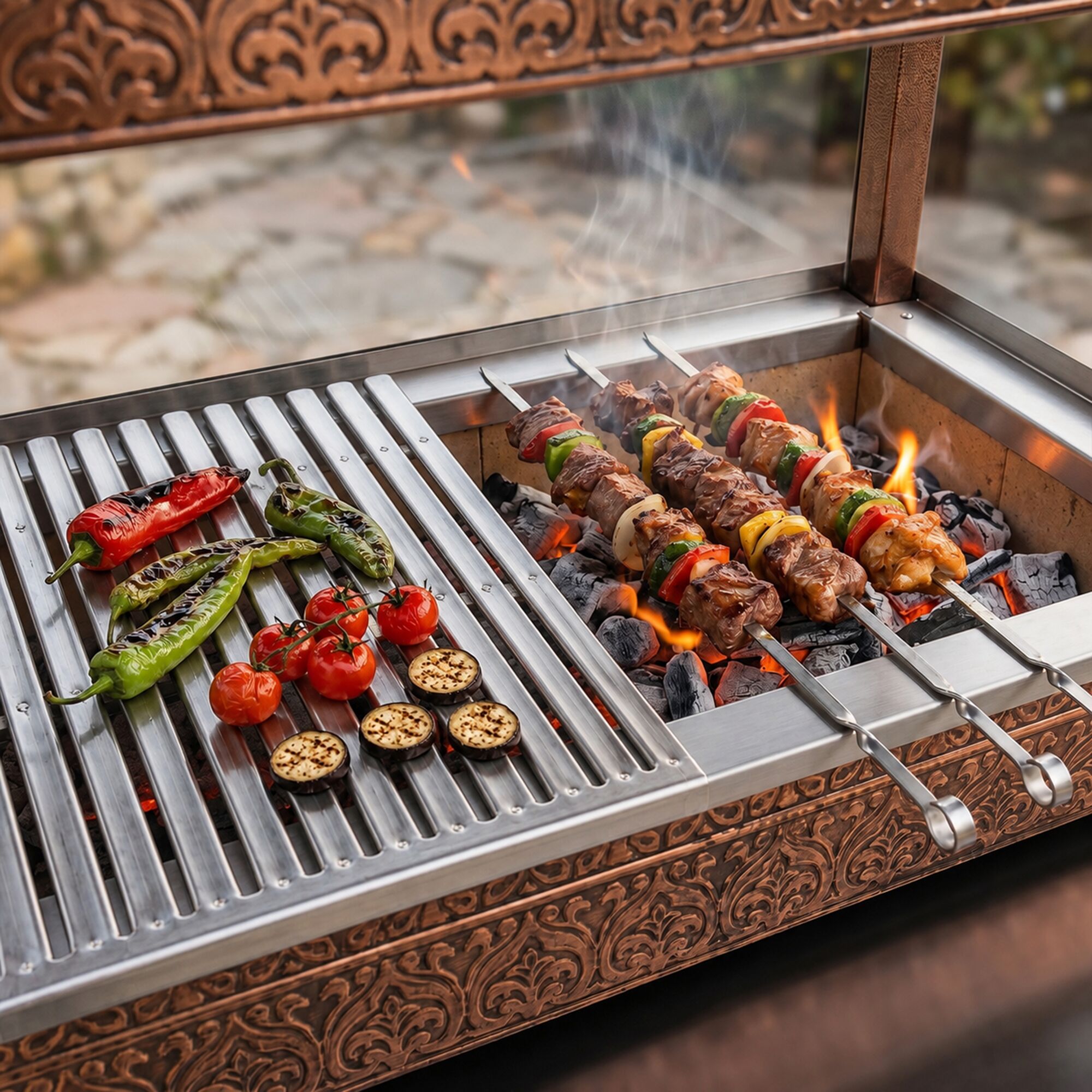 Copper Charcoal Grill - 1000mm