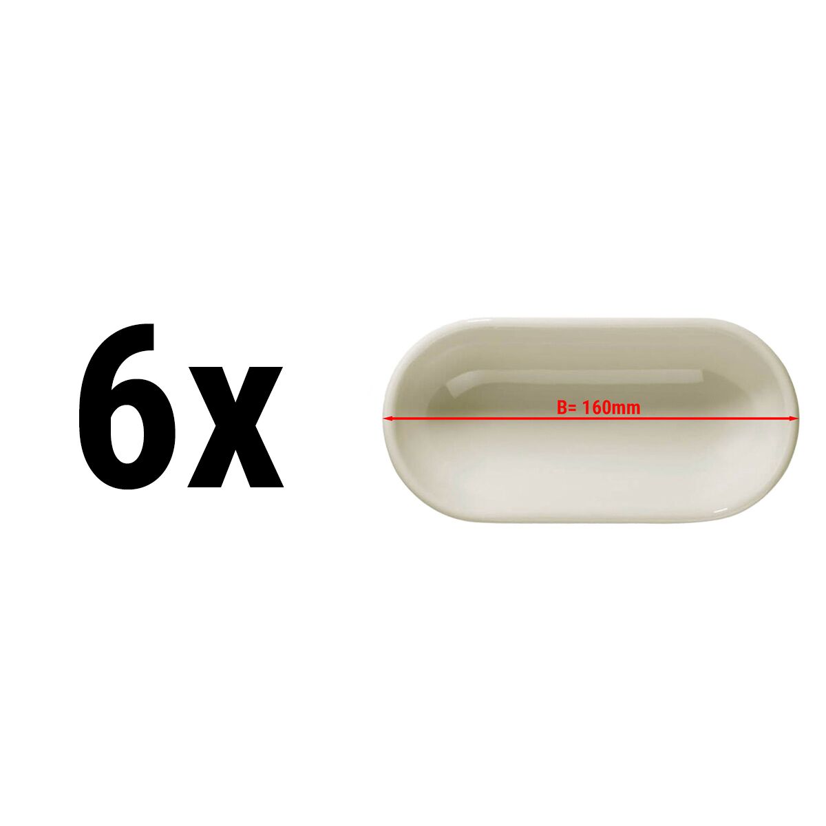 (6 pcs) Coupe TEOS - Porcelaine - 160x65mm - Crème