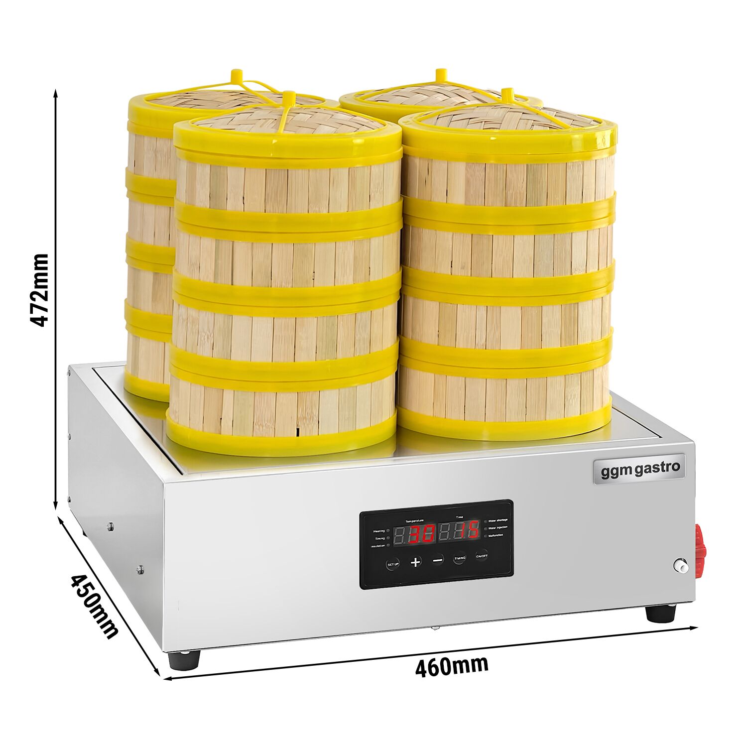 (2 pcs) - Cuiseur vapeur Dim Sum Professionnel - 2,5kW - Électronique - avec 32 paniers en bambou et 8 couvercles