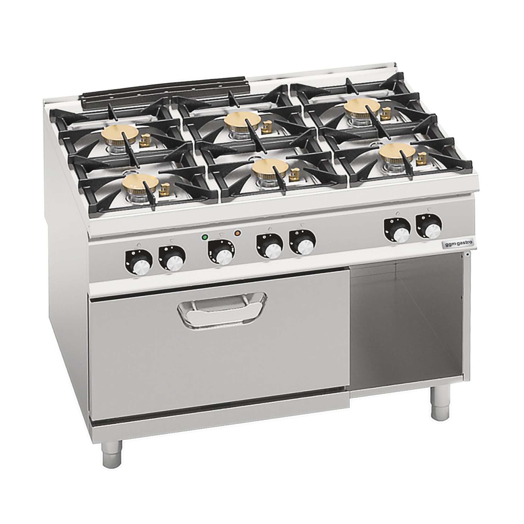 Fourneau à gaz – 60 kW – 6 brûleurs – avec four électrique à convection – 4,68 kW – modèle haute performance