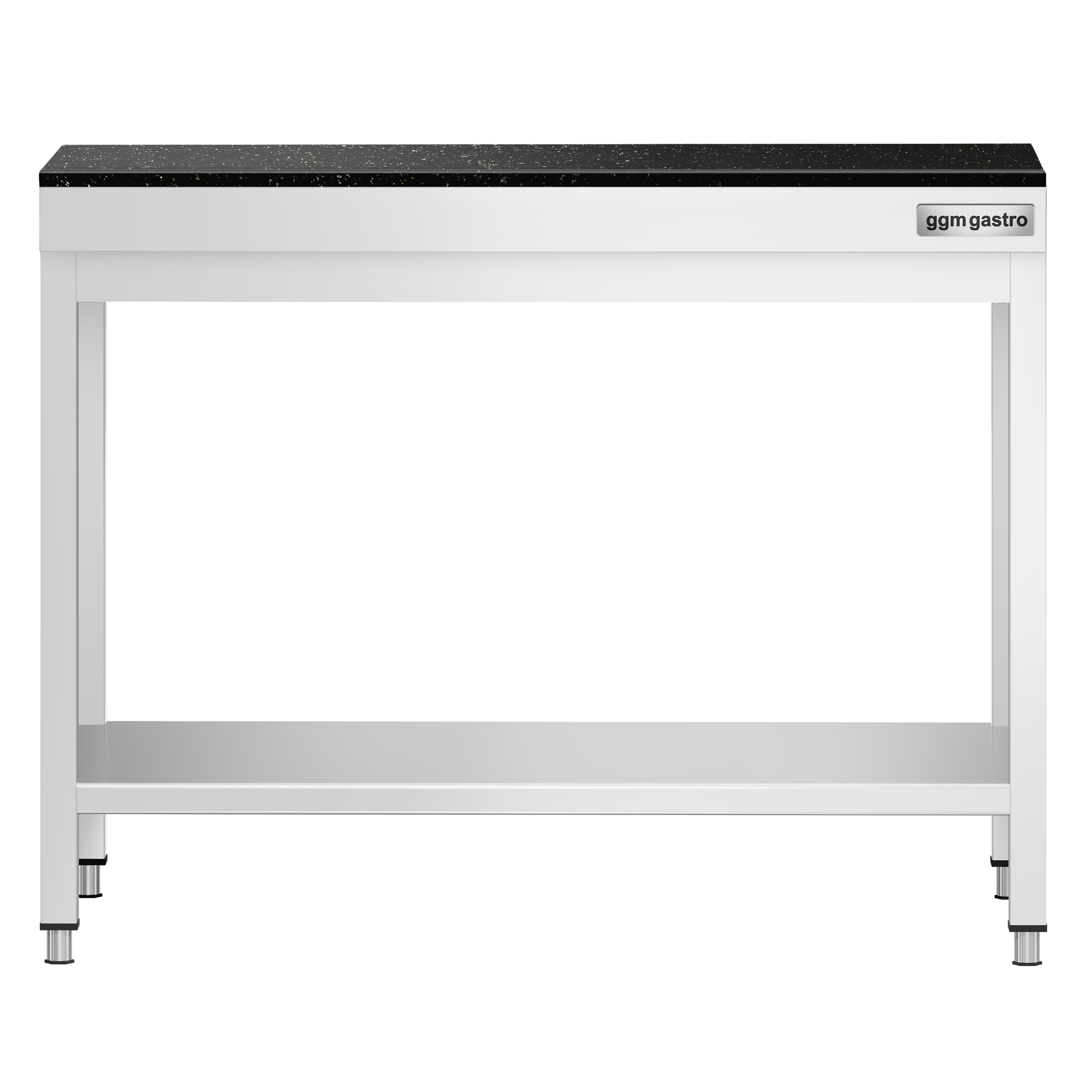 Table de travail inox PREMIUM - 800 x 700 mm - avec tablette inférieure - incl. Plan de travail en Granit