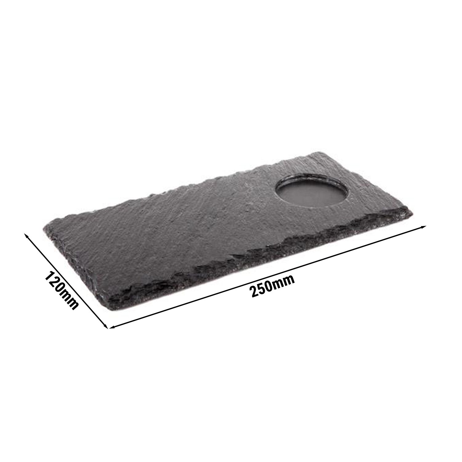 (6 pcs) Plateau en ardoise naturelle - 250x120mm - avec 1 empreinte Ø60mm - Ardoise naturelle