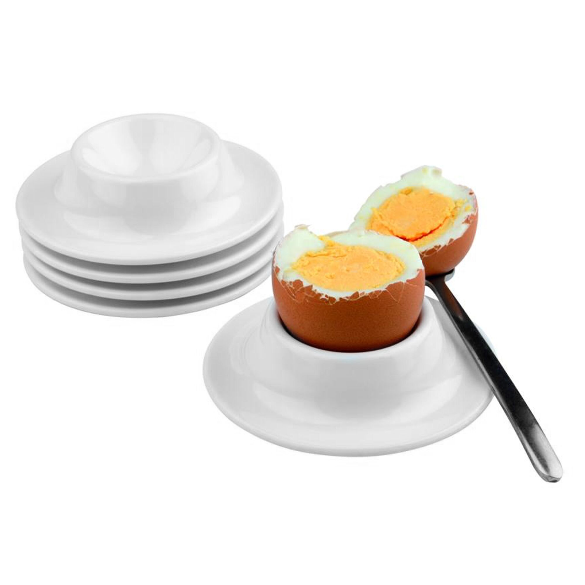 (6 pcs) Coquetier EGGY - Mélamine - Ø 85mm - Blanc