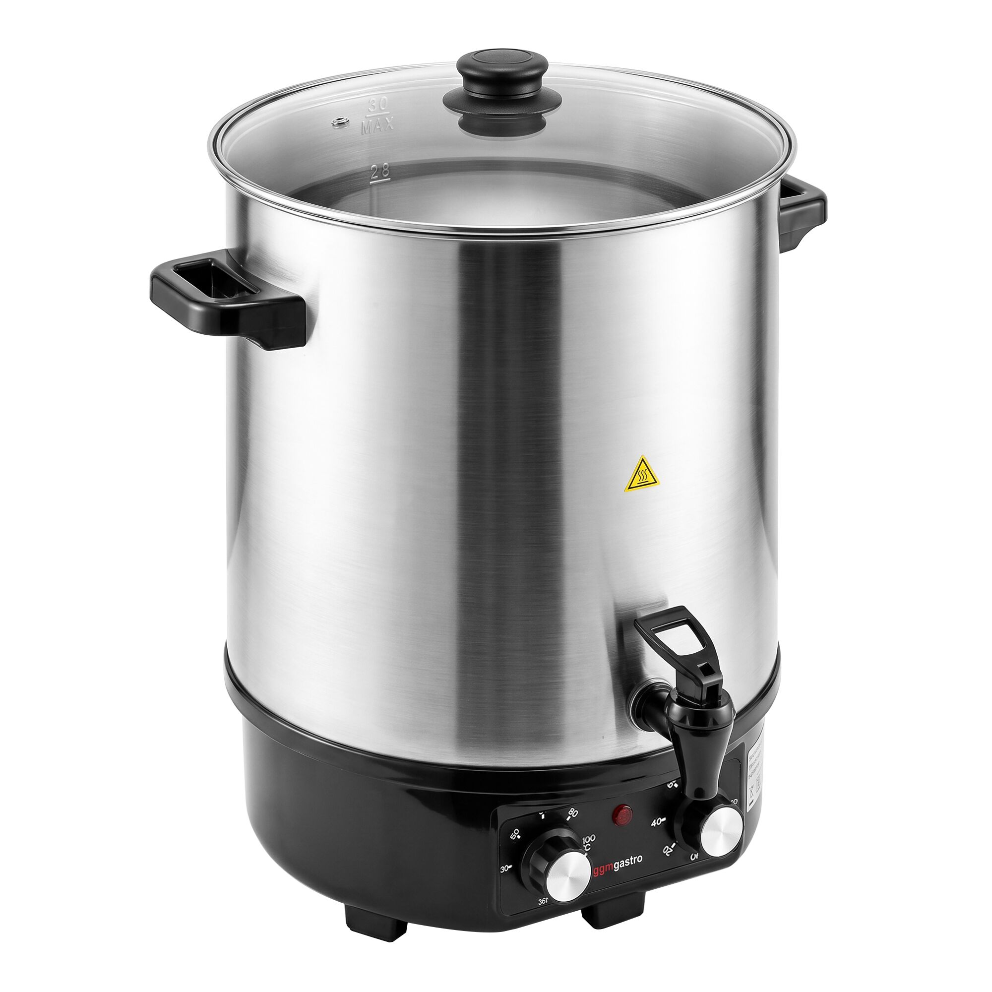 Vatten- och glöggkokare – 25 liter – 2 kW – med avtappningskran och timer