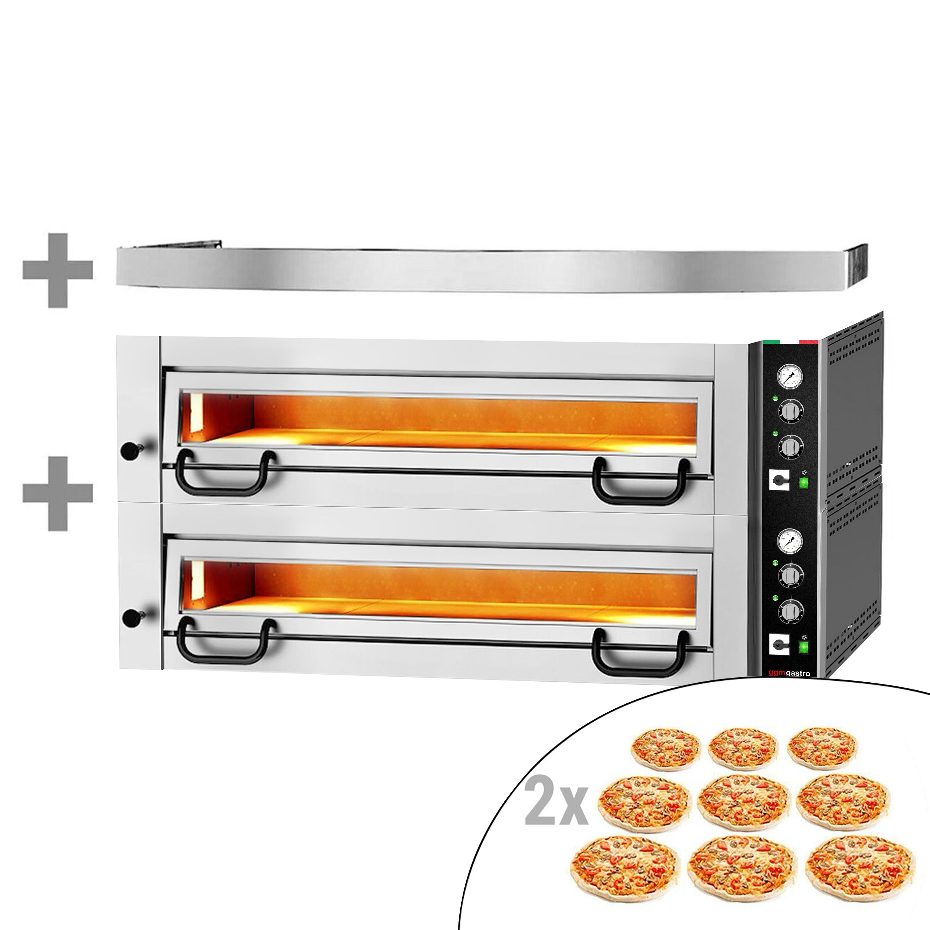 Four à pizza électrique Power – 9+9 x 34 cm – Manuel – incl. hotte