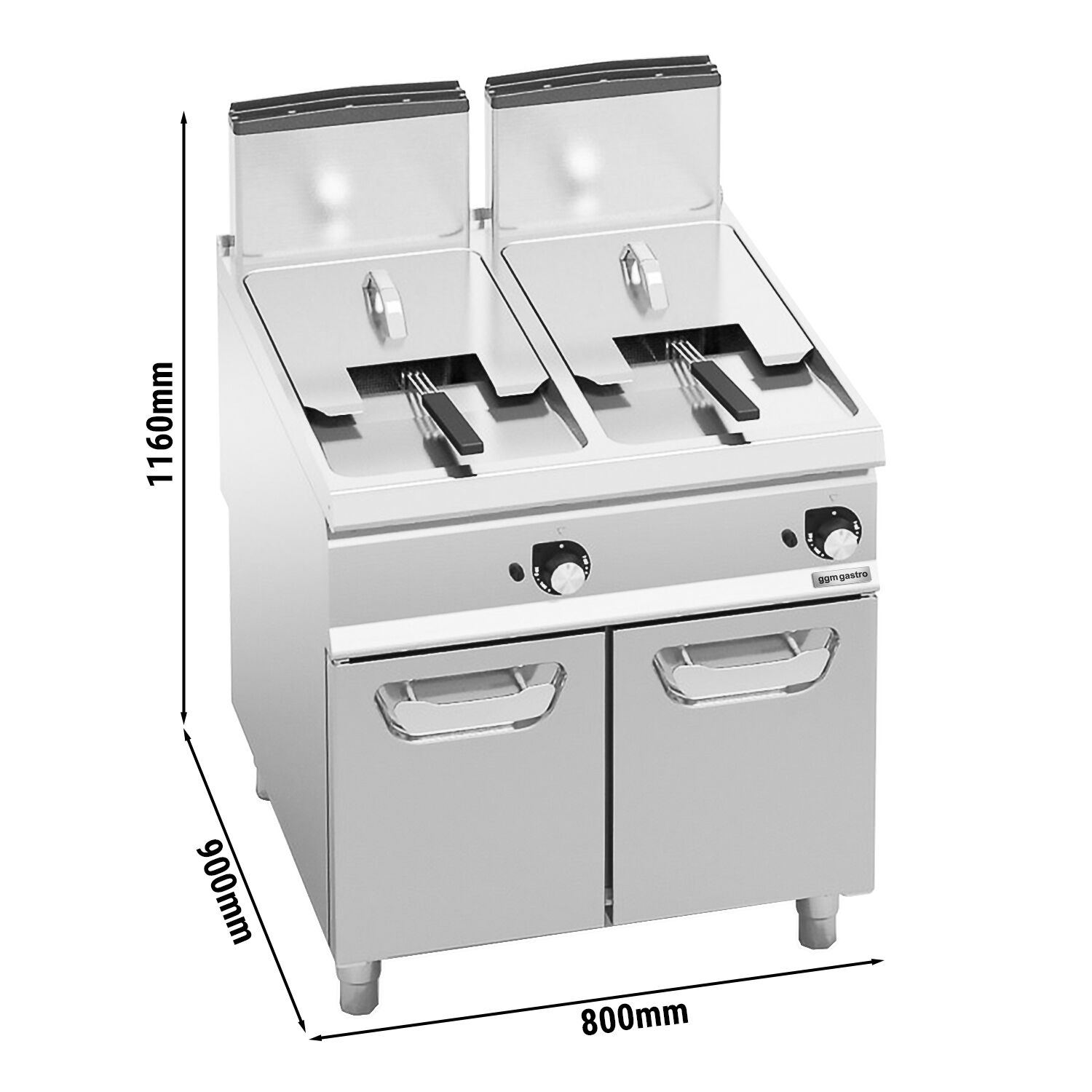 Friteuse à gaz double - 18 + 18 litres - 28 kW - chauffage indirect