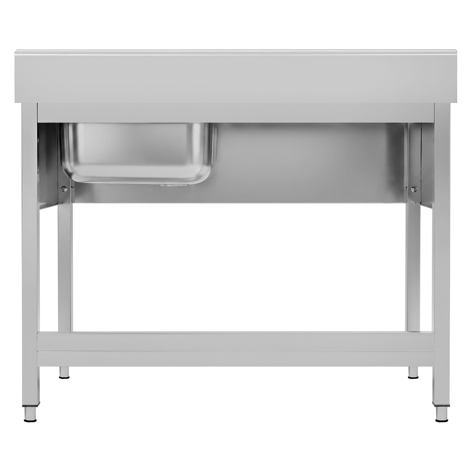 Stainless Steel Commercial Sink Unit ECO - 1200x700mm - with Single Bowl Right-hand - with Undershelf - with Upstand