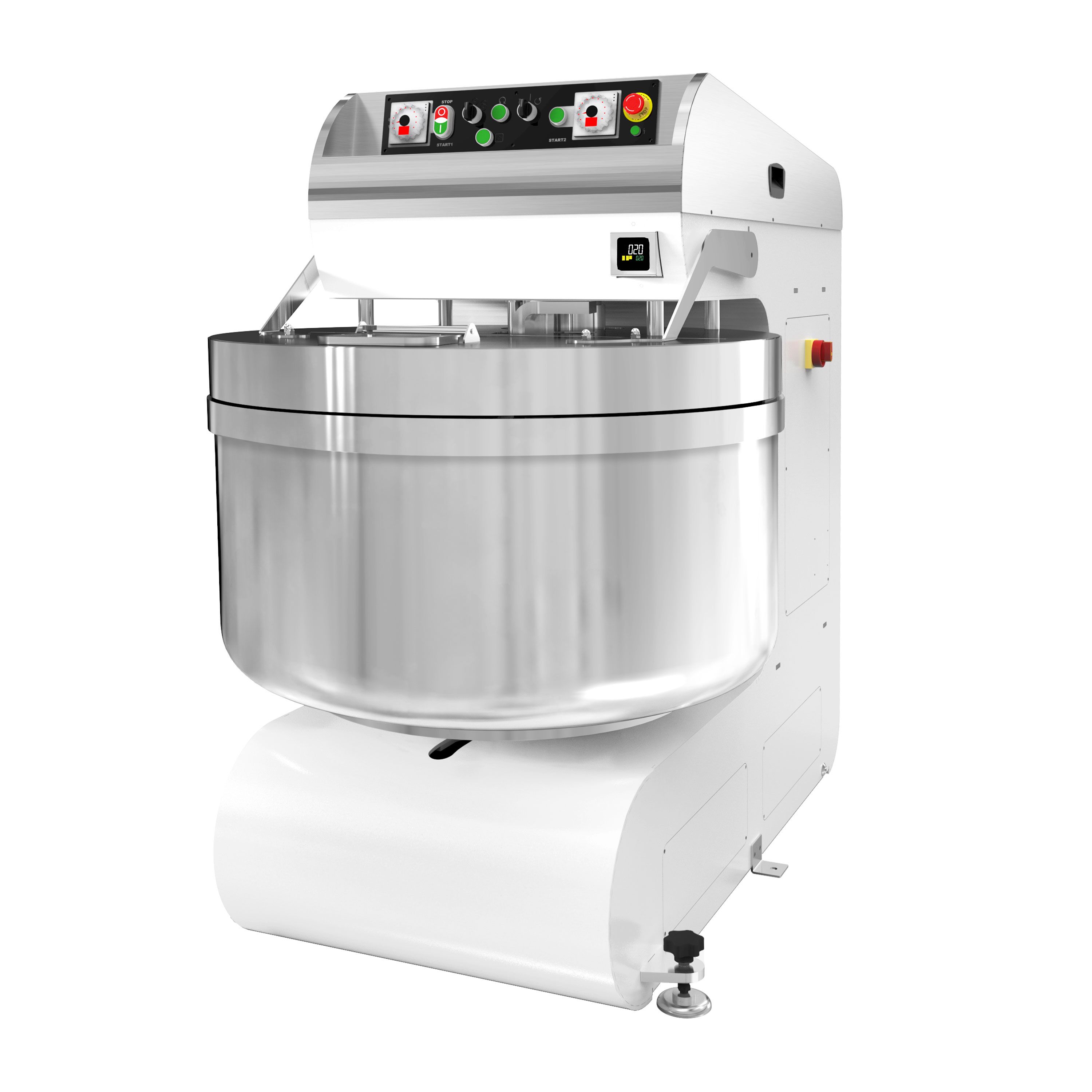 Pétrin à Spirale de Boulangerie - 298 Litres / 200 kg - 2 Vitesses - avec Cuve Fixe - 2 Moteurs