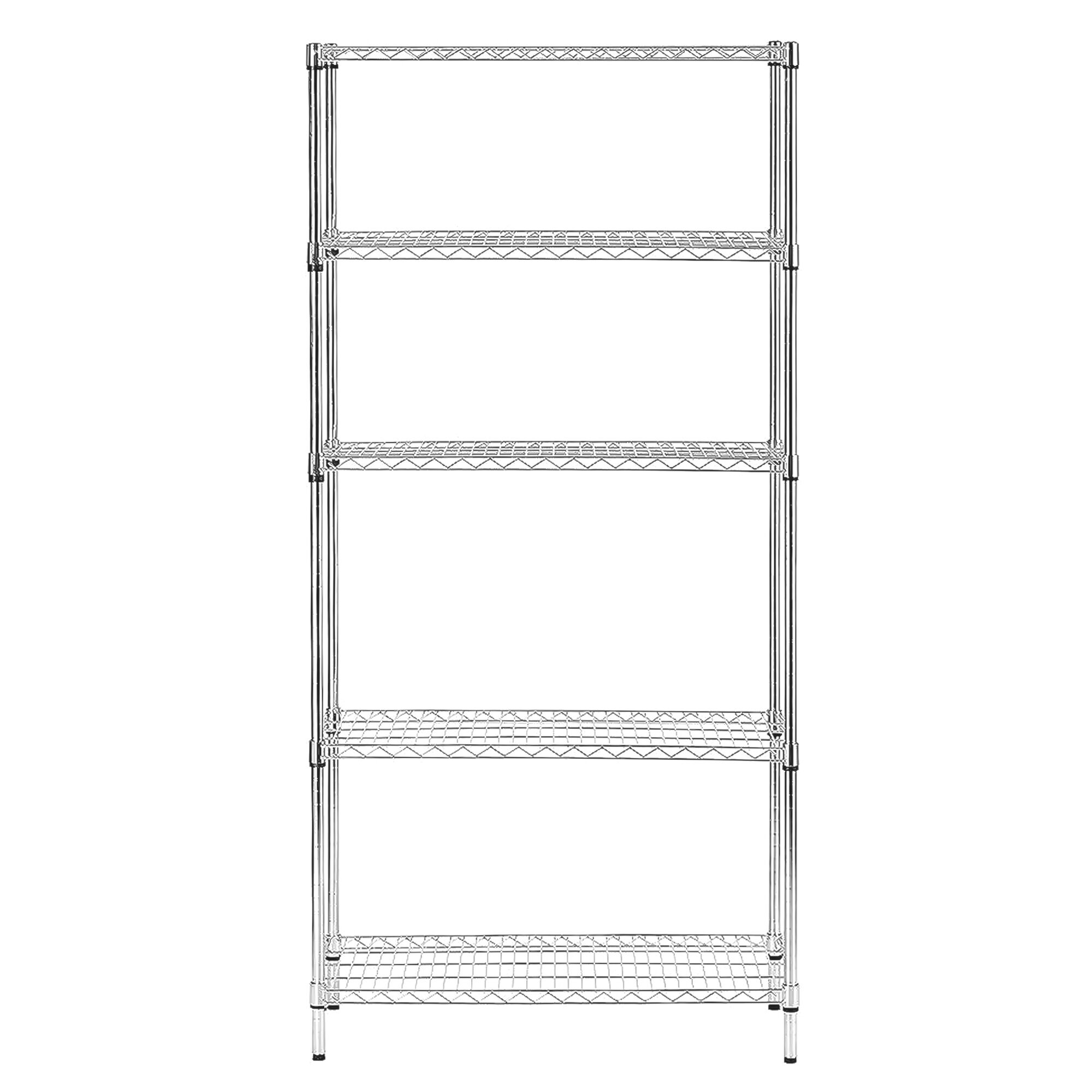 Étagère en acier - 900 x 450 mm - 5 étagères - Chromée