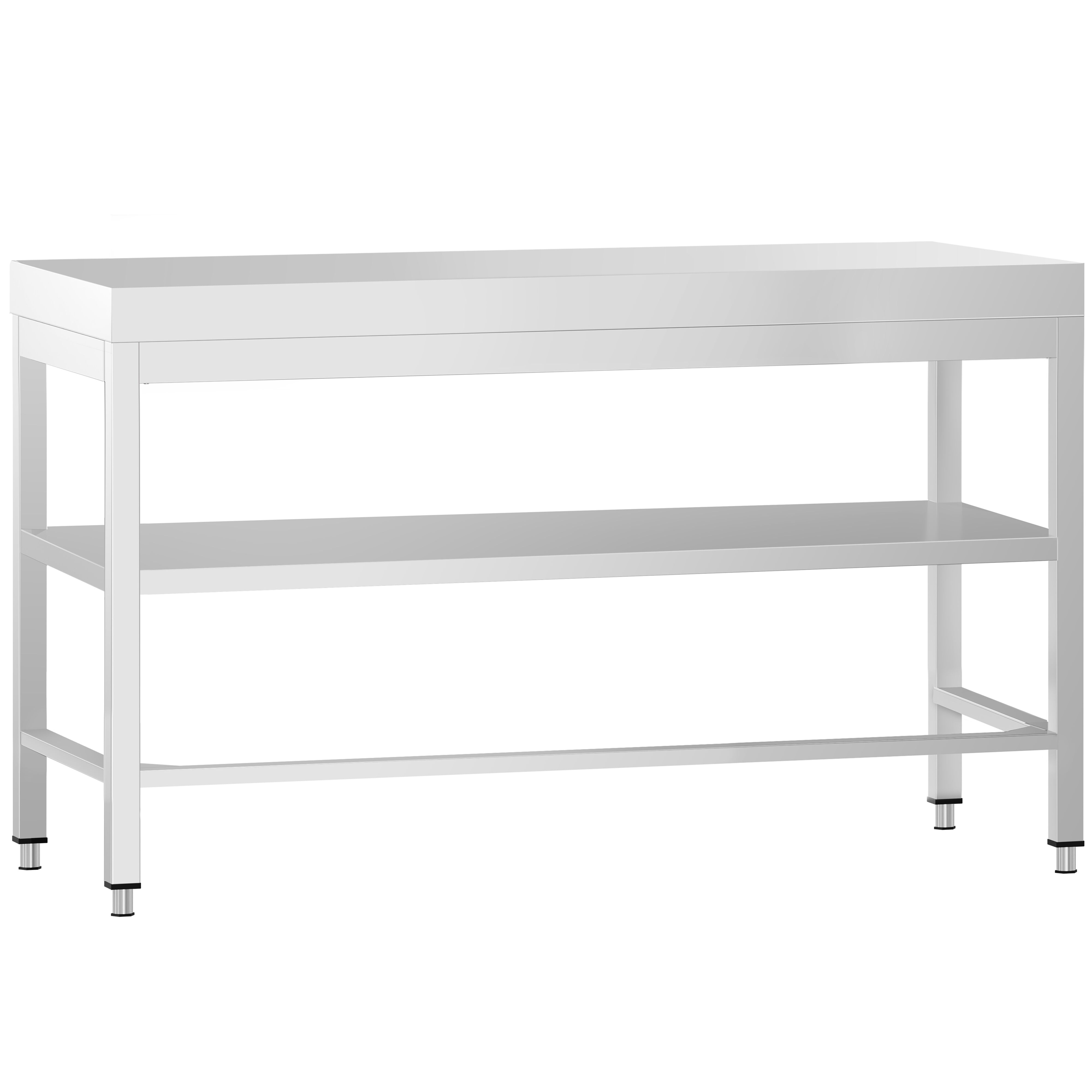 Table de travail en inox PREMIUM – 1400x600 mm – avec tablette inférieure et renforts