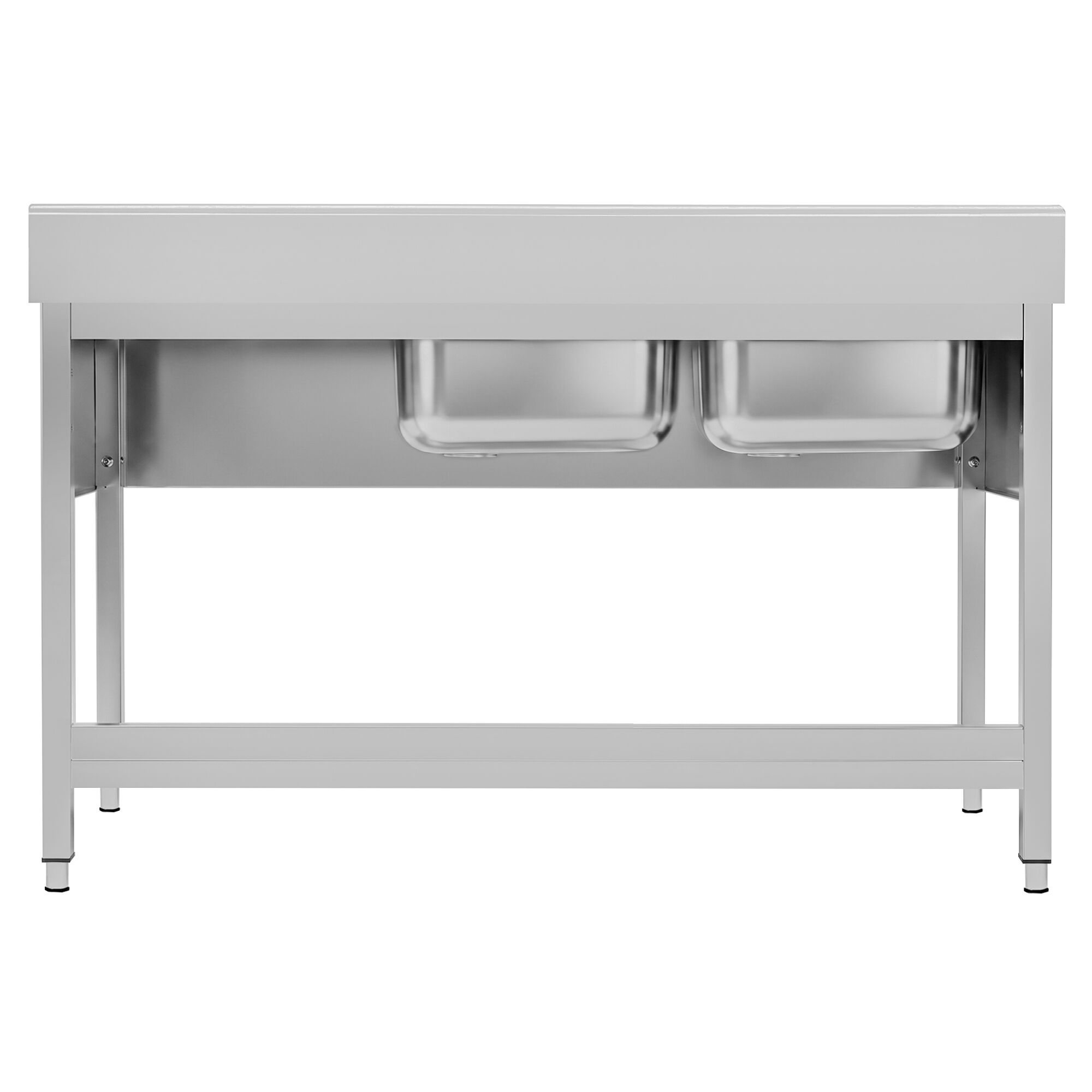 Fregadero industrial de acero inoxidable ECO - 1400x700mm - con estante inferior - con 2 senos a la izquierda