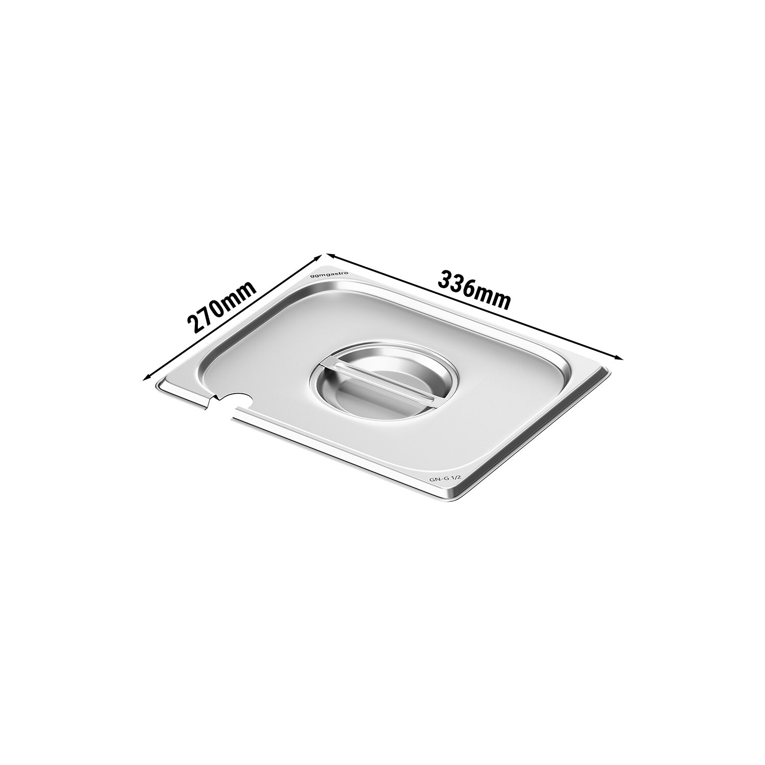 (6 pièces) Couvercle en acier inoxydable GN 1/2 - avec évidement pour cuillère
