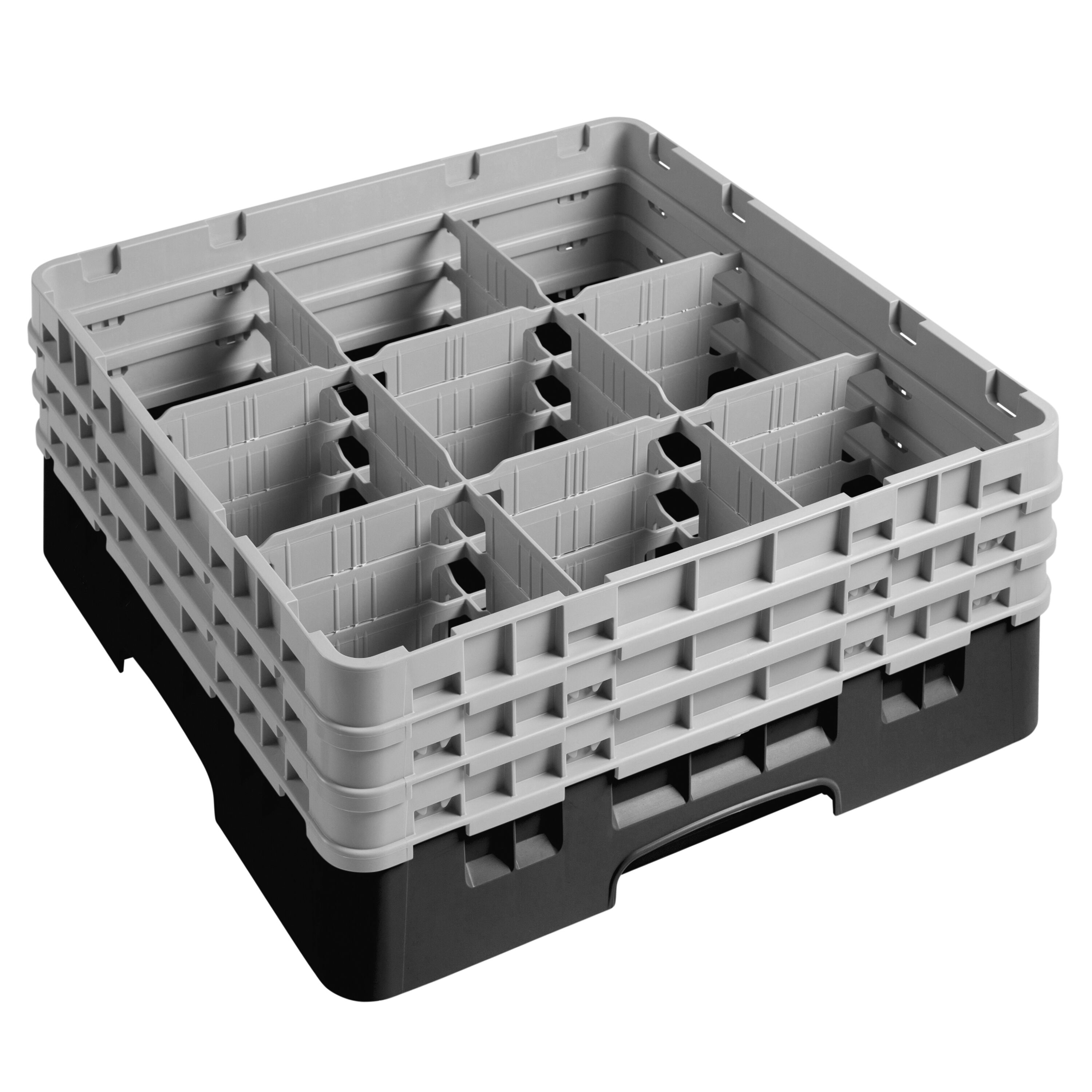 CAMBRO | CAMRACK® Glasswasher Rack – 9-Compartment, 1 Extender – 500×500×225 mm – Black