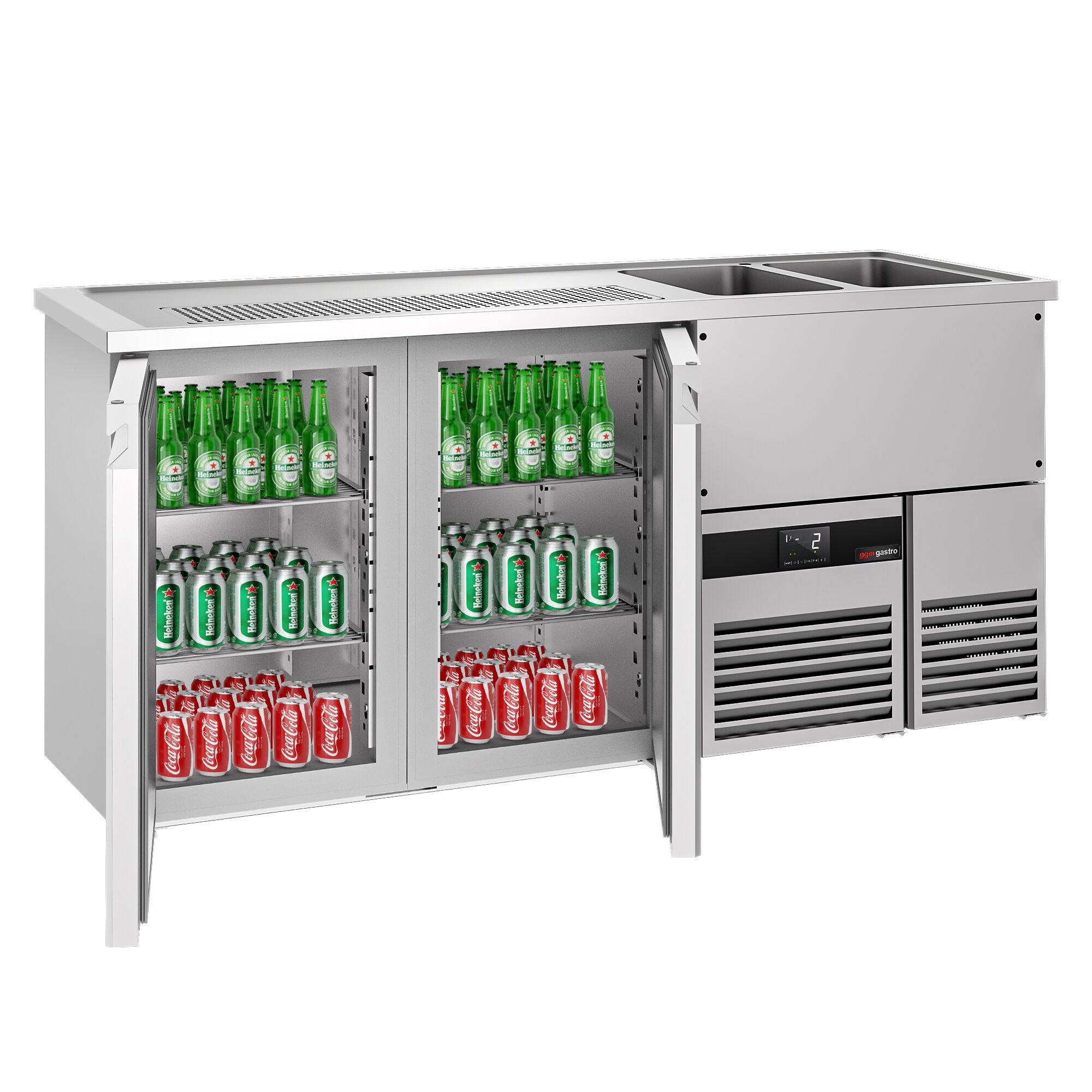 Comptoir de bar réfrigéré PREMIUM - 1950x700mm - 2 portes