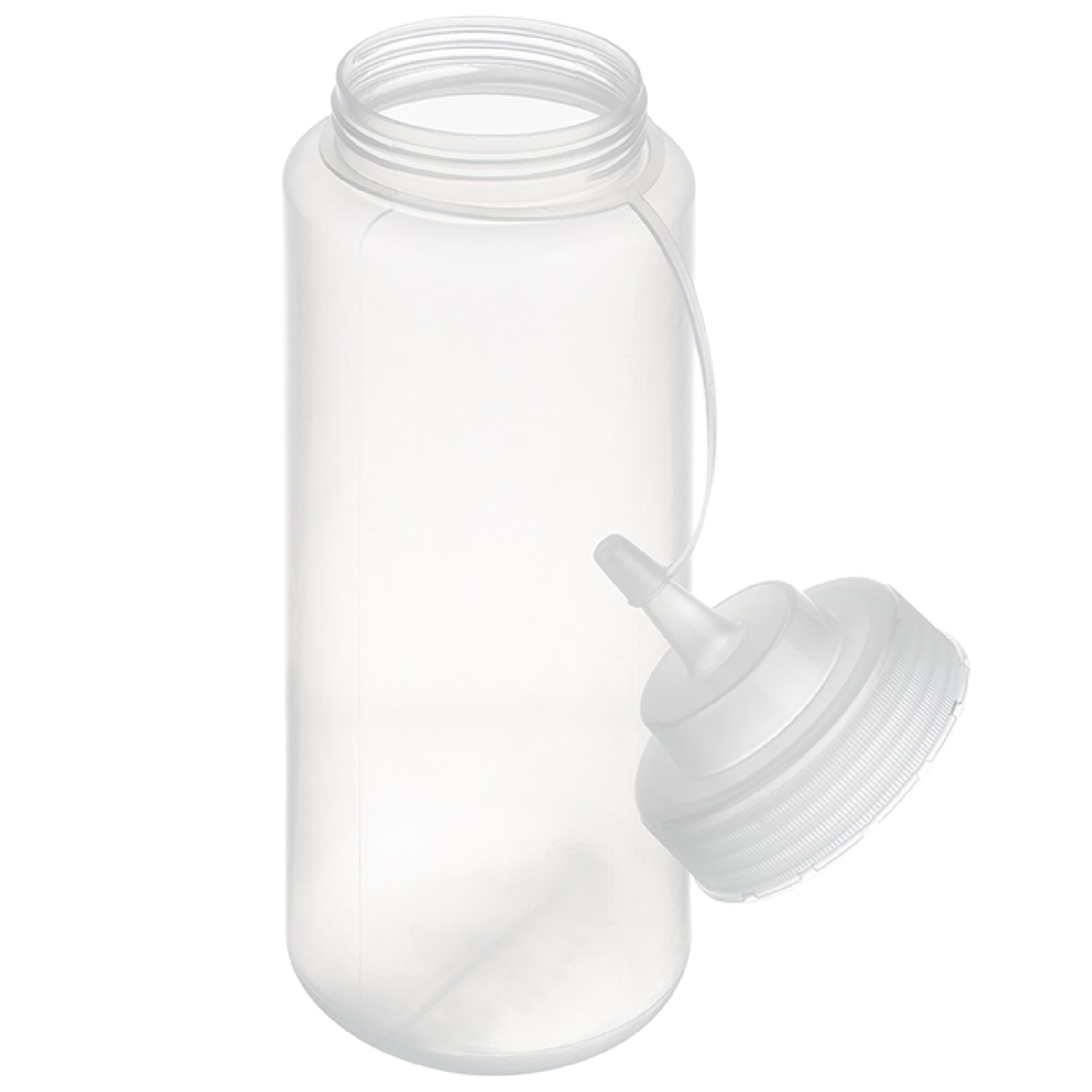 (6 pcs) Bouteille à sauce souple - 1020ml - Ø80mm - avec bouchon à vis et capuchon - Transparent