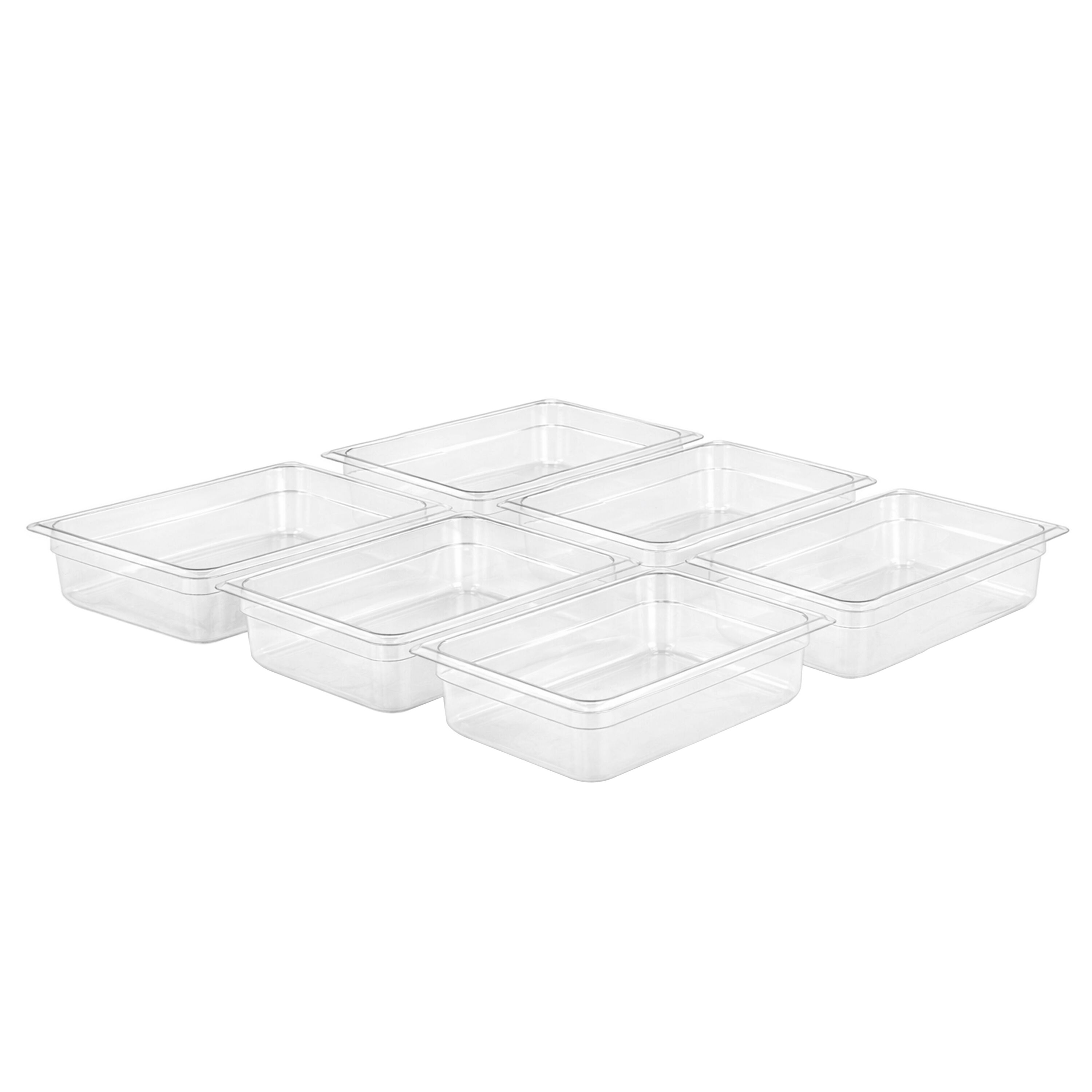 (6 pièces) Bac en Polycarbonate GN 1/2 - Transparent - Hauteur : 200 mm