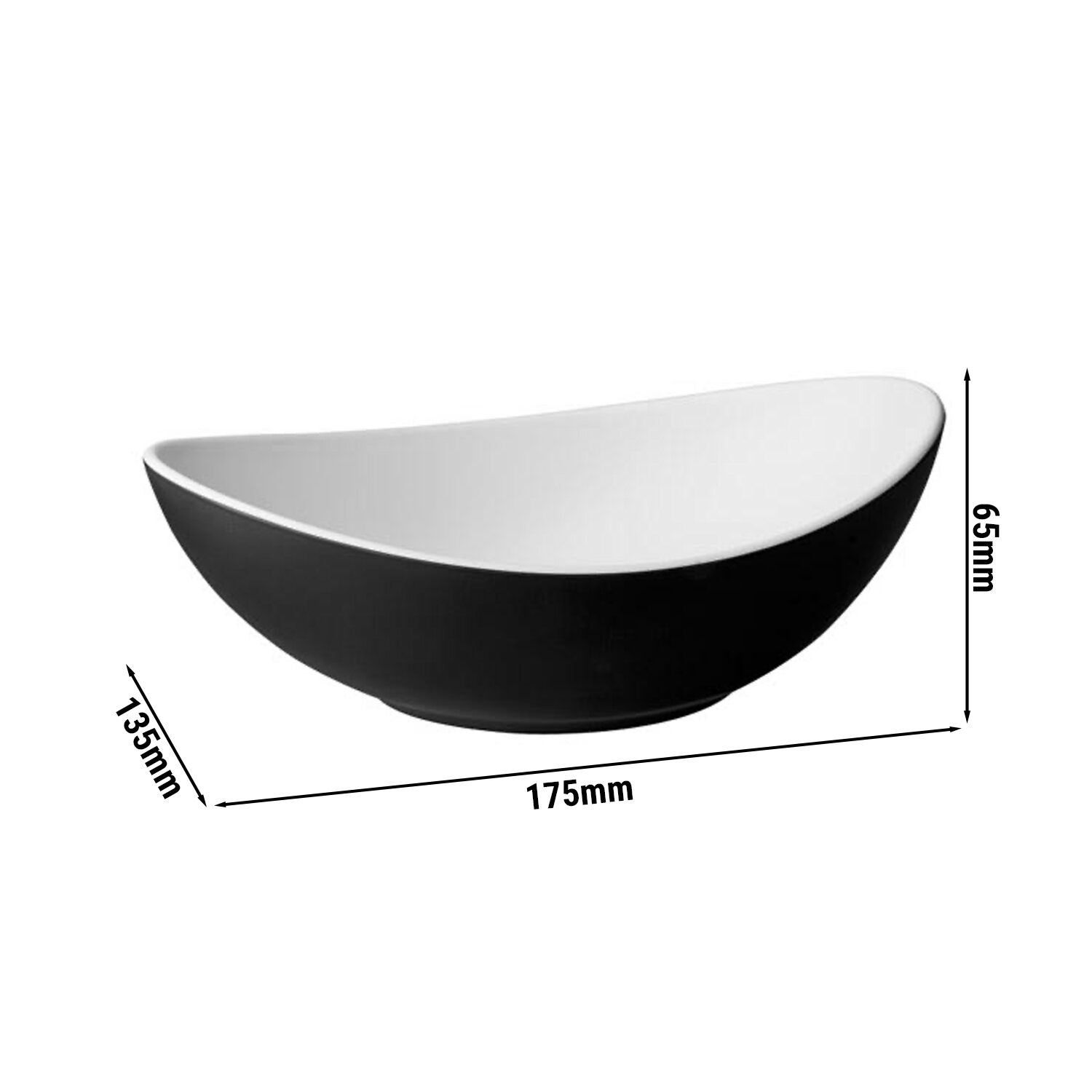 (6 pcs) Coupe - HALFTONE - Mélamine - 350ml - 175x135mm - Profondeur : 65mm - Noir/Blanc