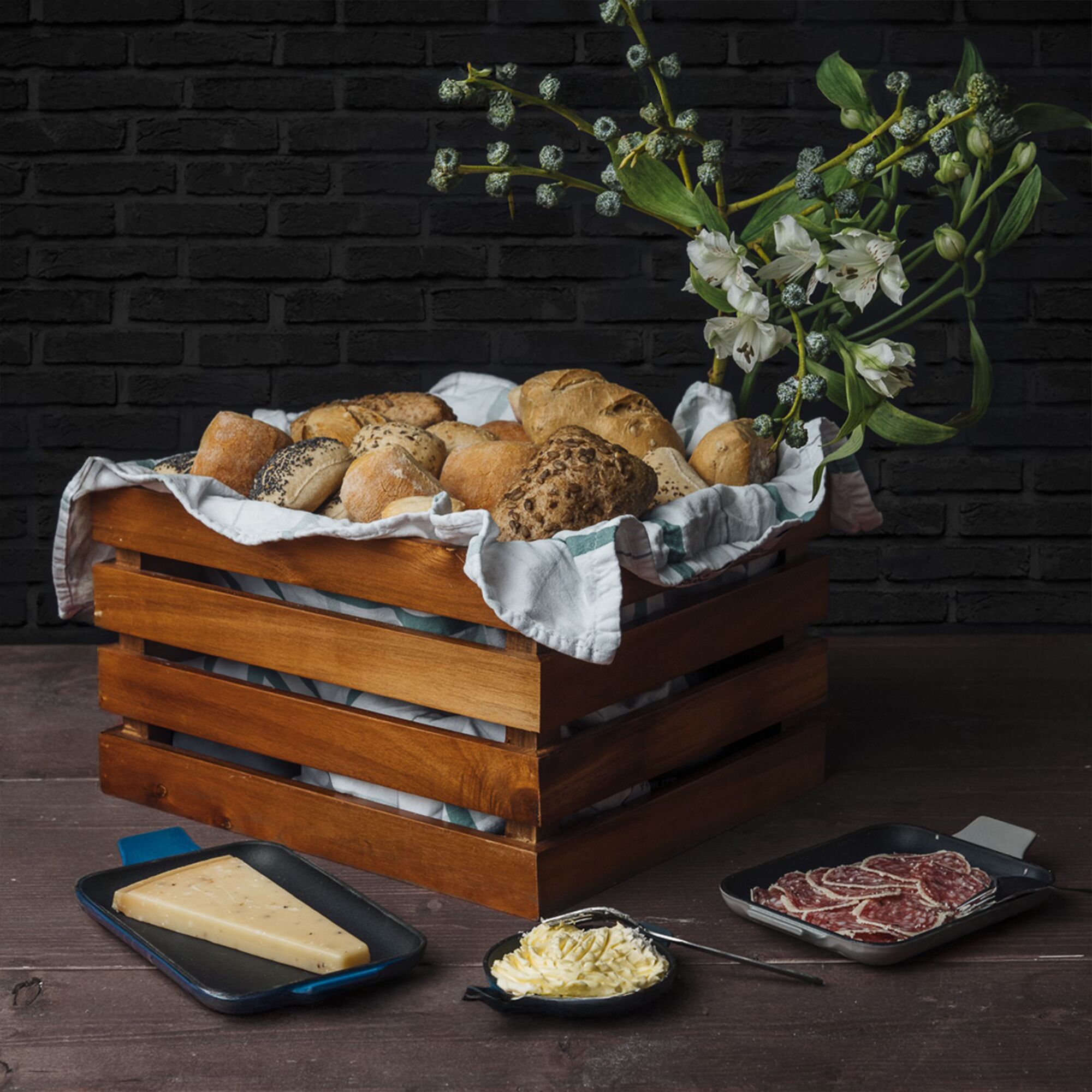 Caisse pour buffet - SUPERBOX - Hauteur:200mm - Bois - Brun - compatible avec GN 1/2