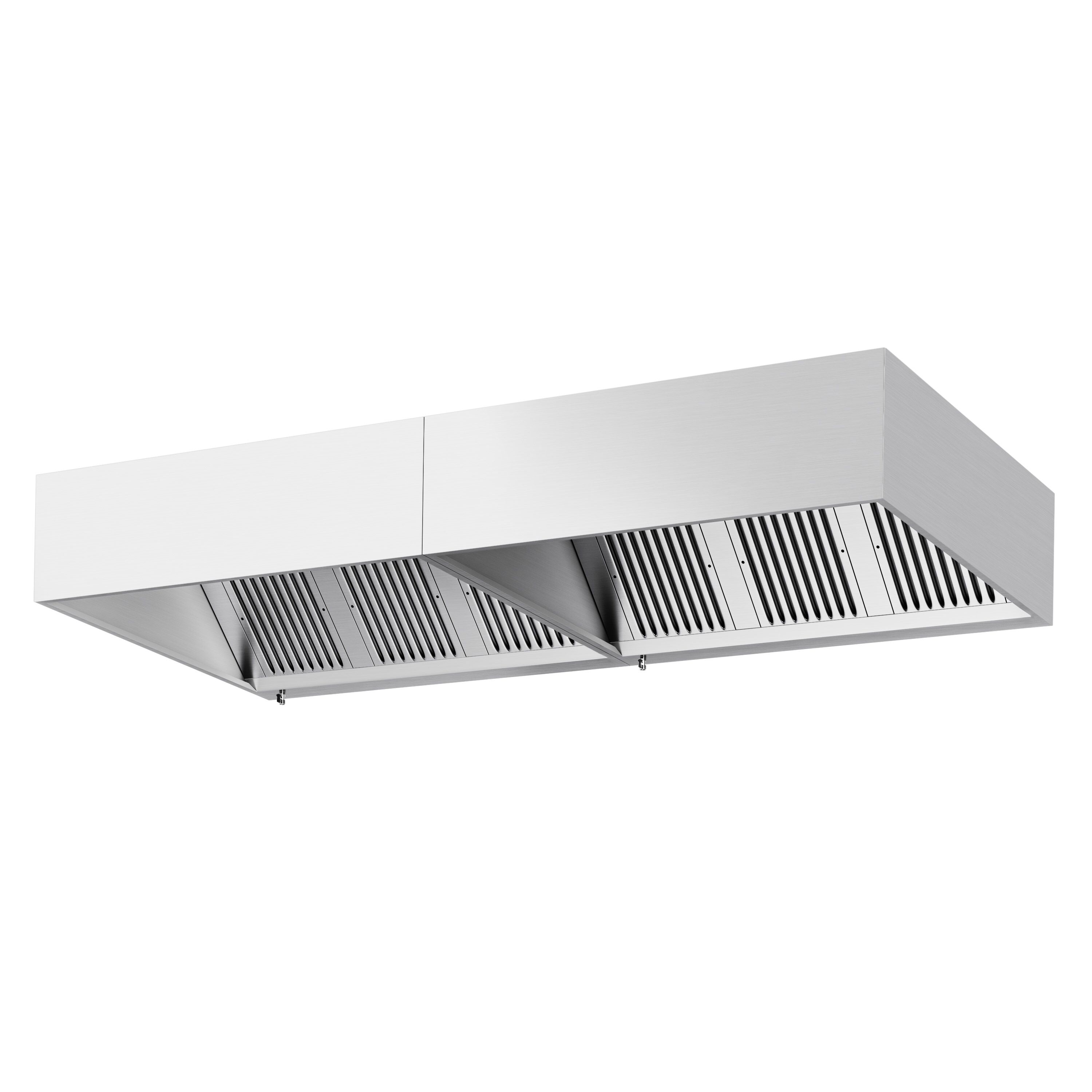 Hotte à adosser professionnelle - 3200mm - sans moteur - avec filtres et éclairage
