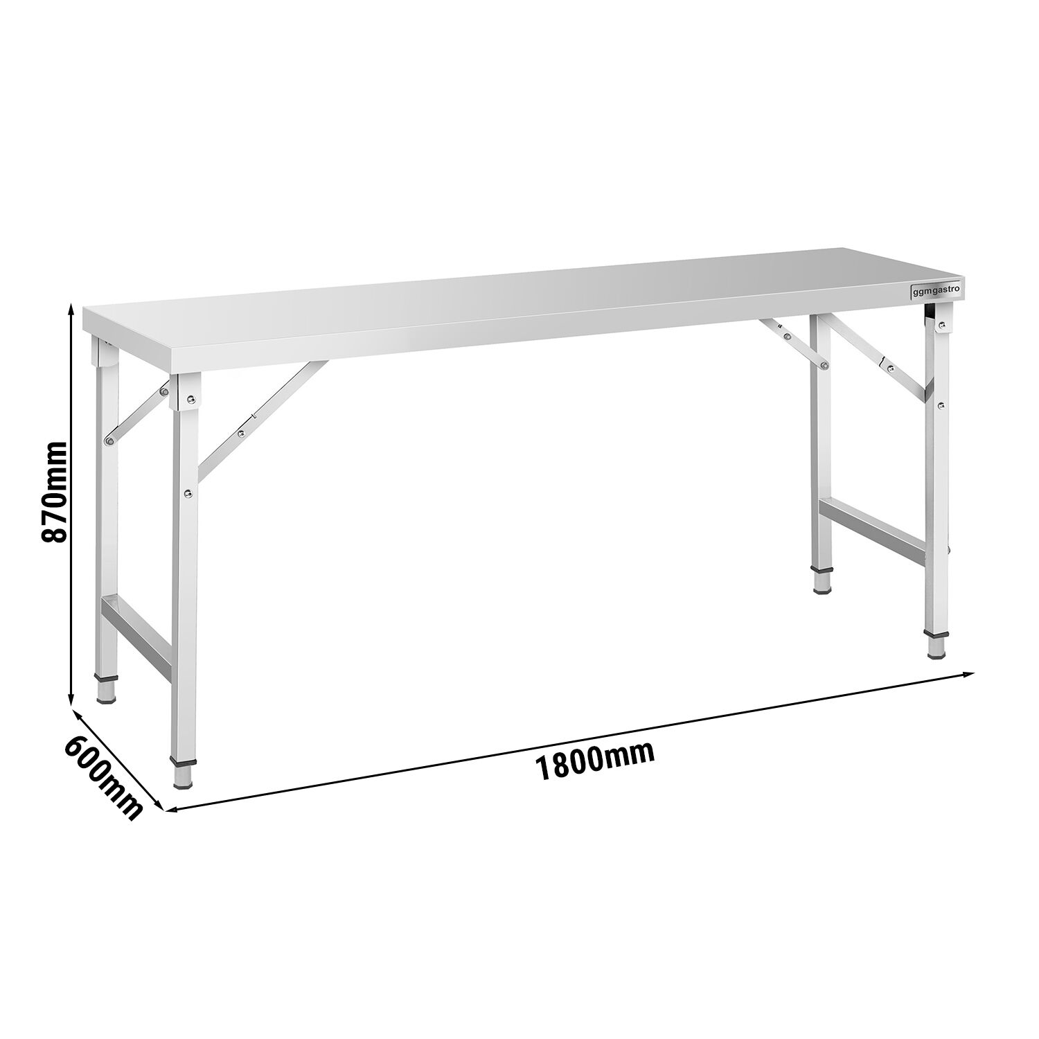 Edelstahl Arbeitstisch - klappbar - 1800x600mm
