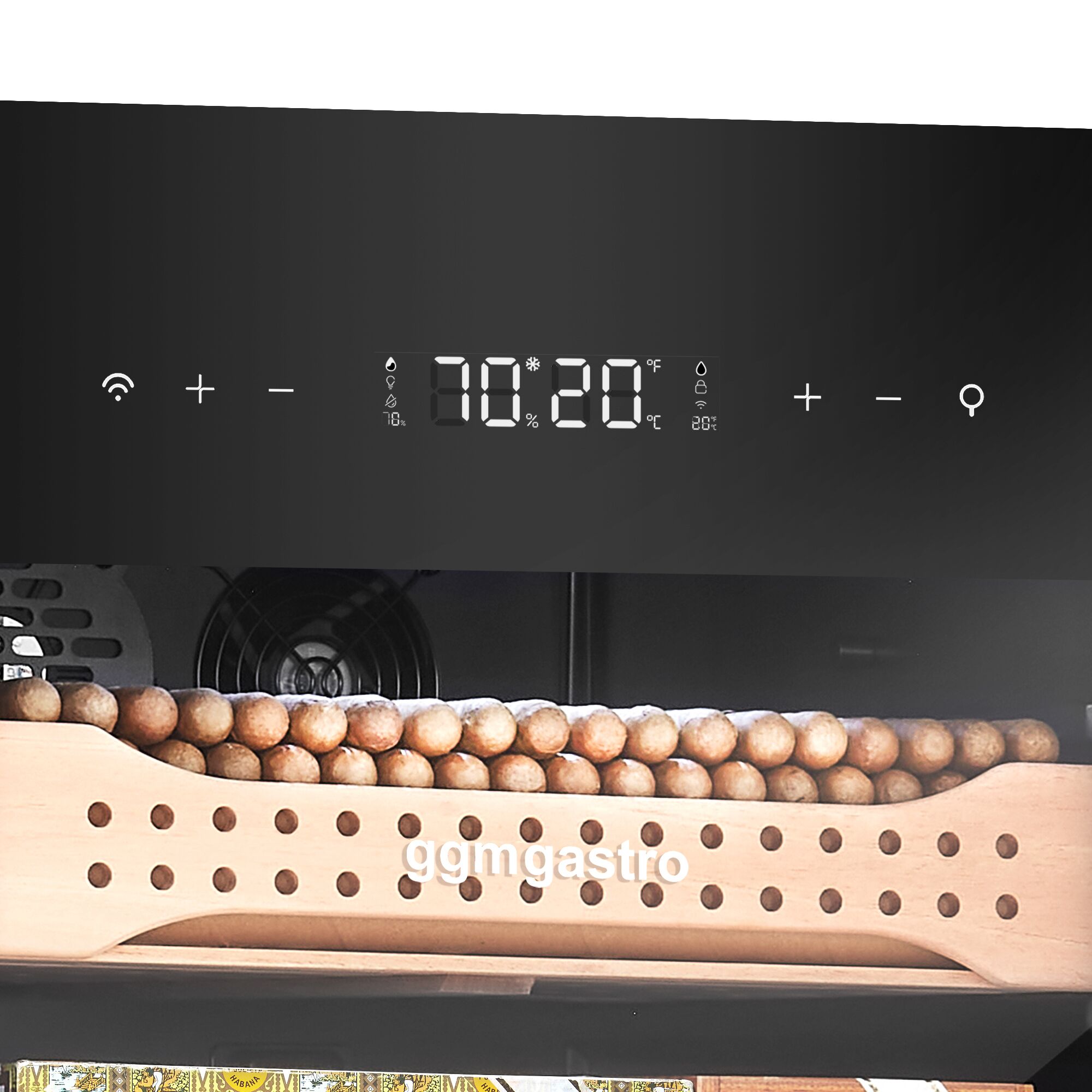Armoire à Cigares Humidor avec Capteur d'Empreintes Digitales & Application de Contrôle - 113 Litres - pour 850 Cigares - 4 Tiroirs