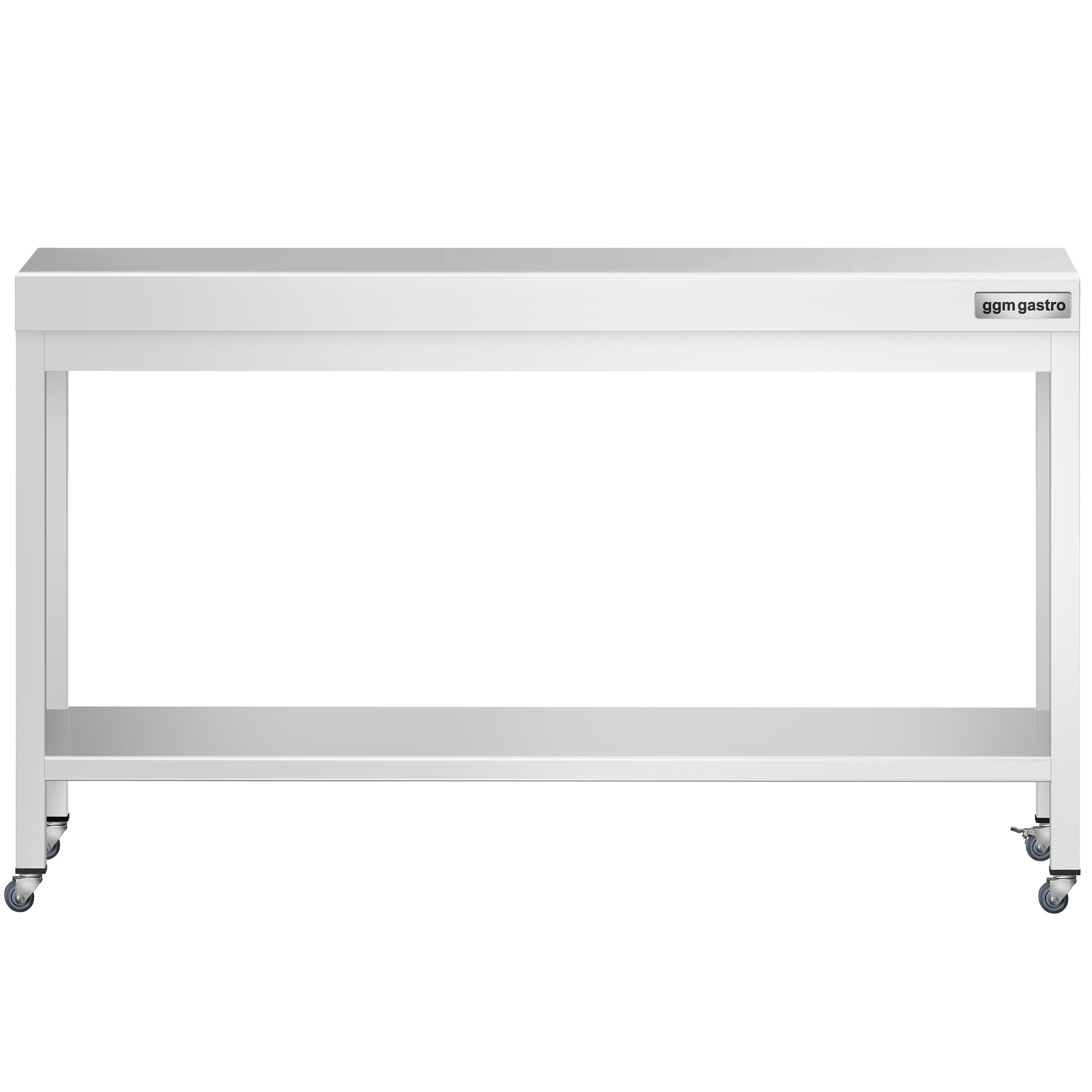 Table de travail en inox PREMIUM - 1600 x 600 mm - avec tablette inférieure et roulettes