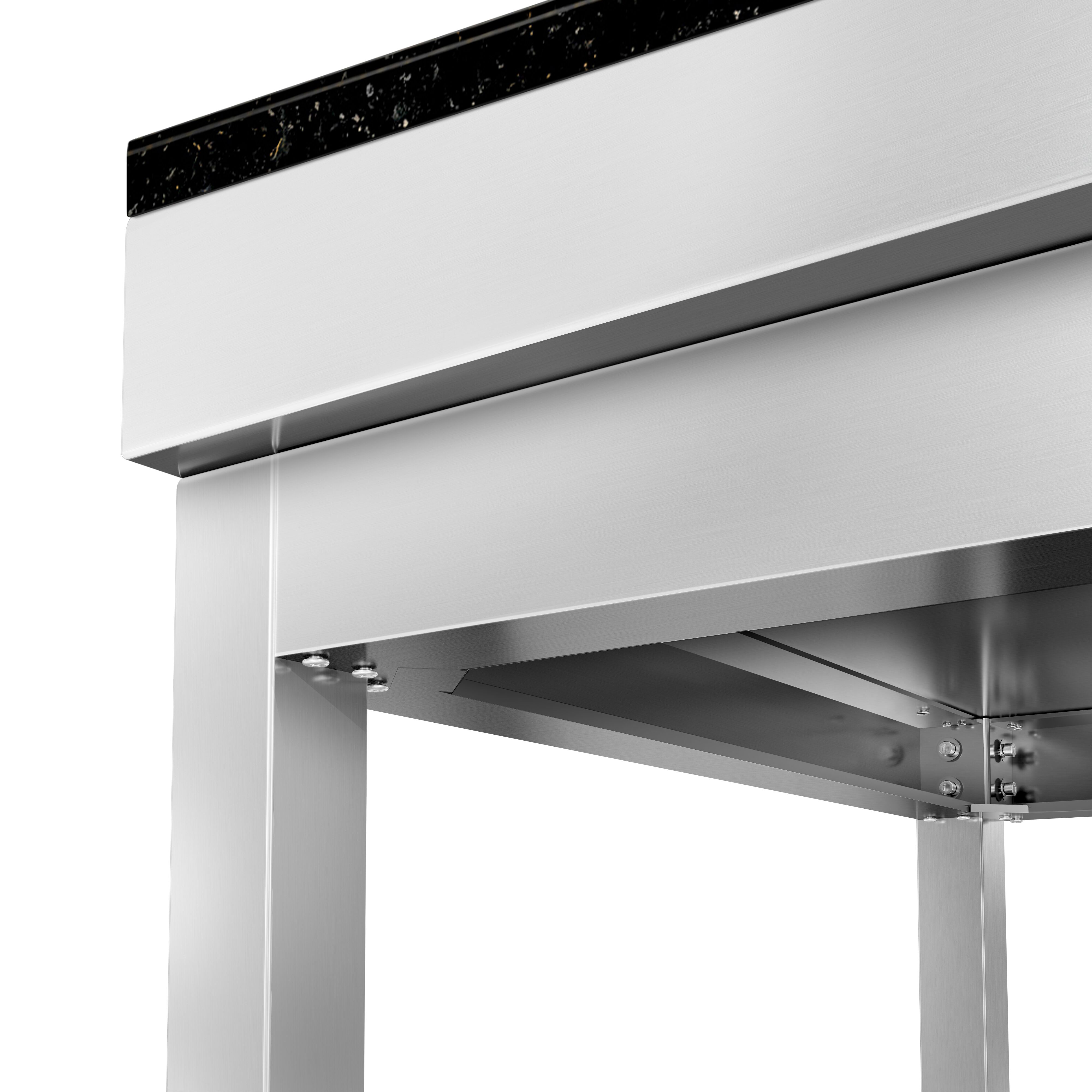Table de travail inox PREMIUM - 1600 x 800 mm - avec tablette inférieure - incl. Plan de travail en Granit