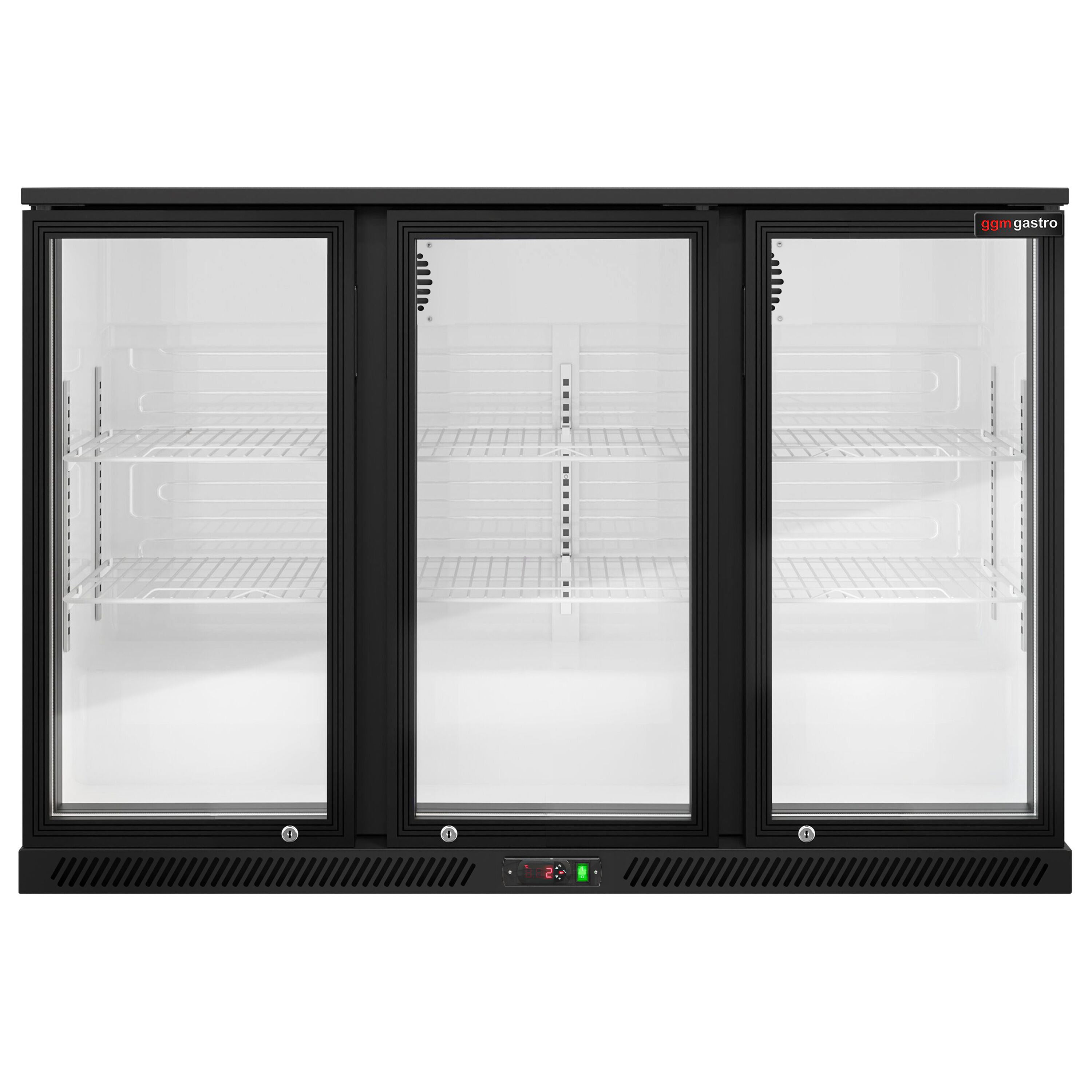 Réfrigérateur de bar – 1350 mm – 320 litres – avec 3 portes vitrées battantes – Noir