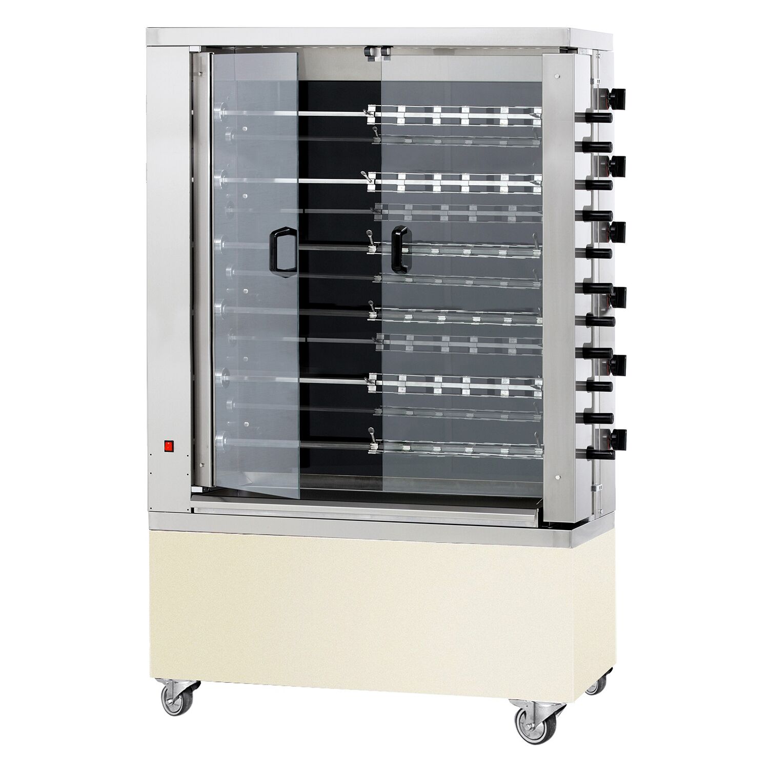 Elétrico Rotativo Assador de frangos Profissional - Vitrocerâmica - 28,8kW - com 11 espetos para até 66 frangos