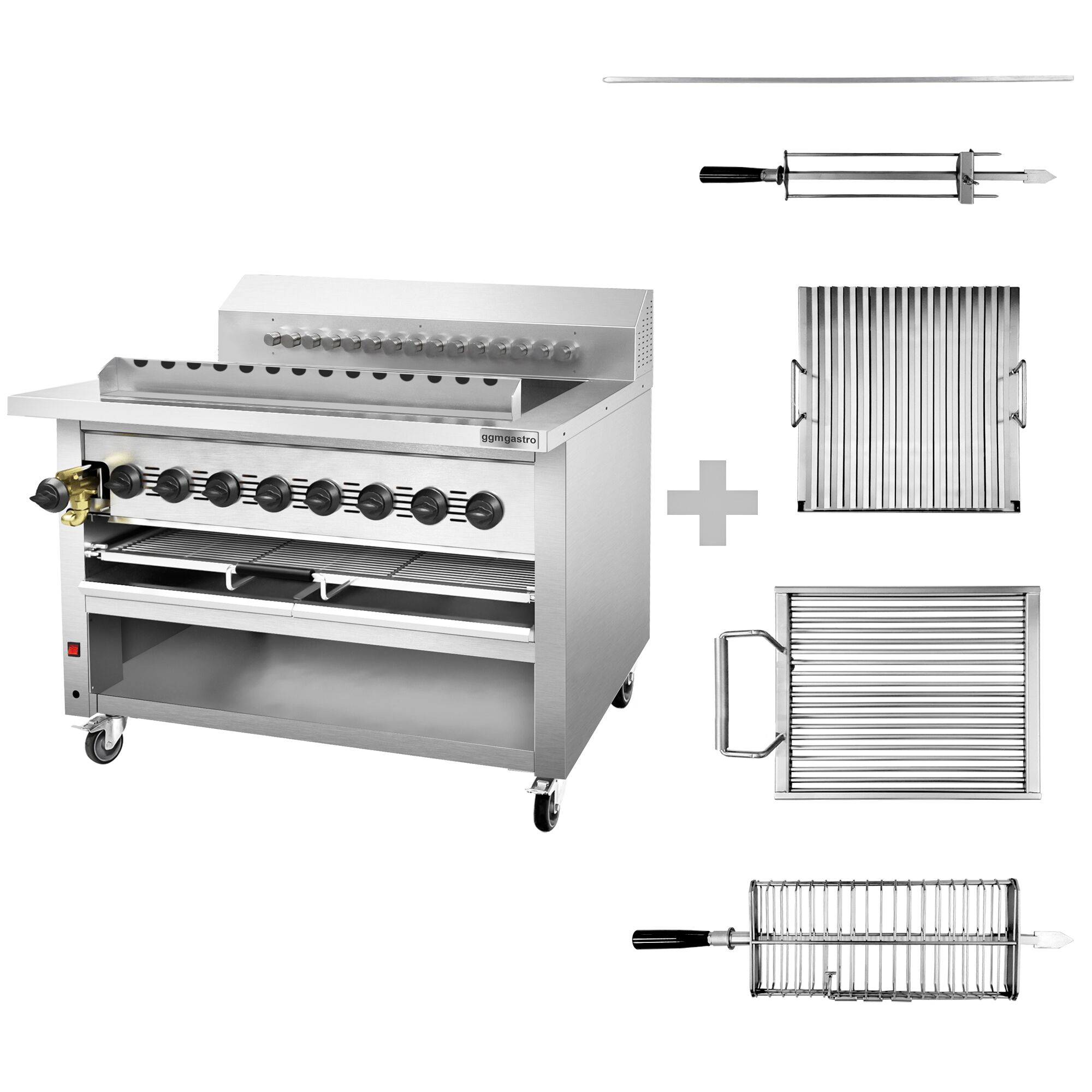 Commercial Gas Adana & Shish Kebab Skewer Grill – 15 Auto-Rotating Skewers - 8 Burners - 36.2 kW