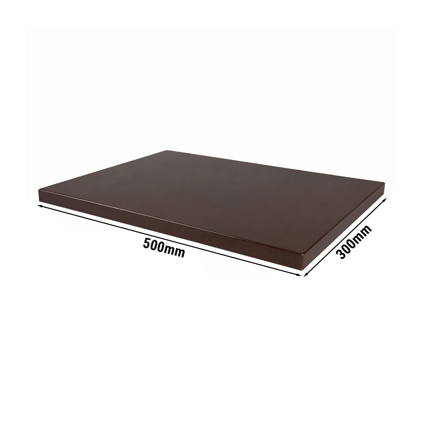 Planche à découper antidérapante avec butées – 300 × 500 mm – conforme HACCP – Marron