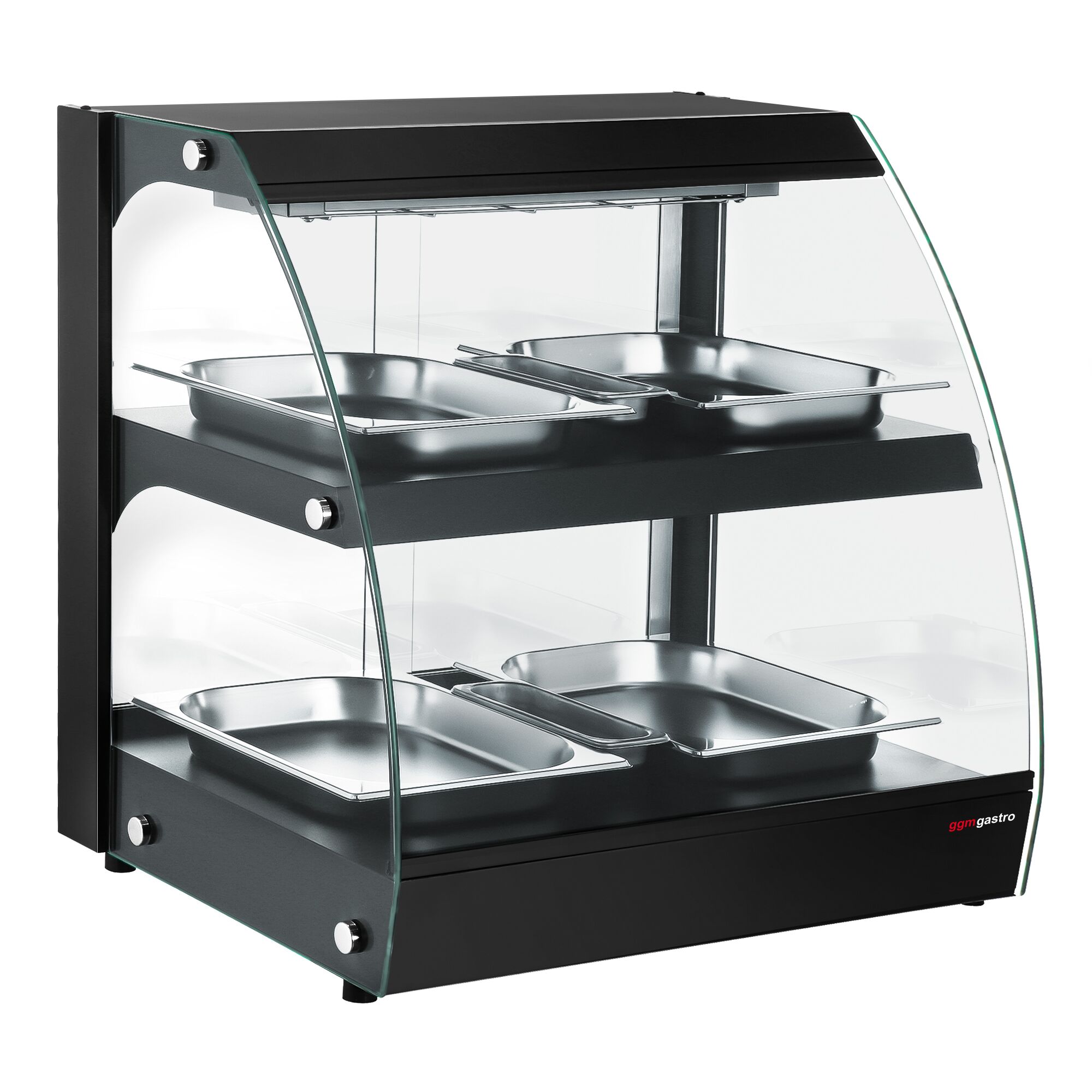 Warmhaltevitrine - 650mm - 560 Watt - mit 2 Ablagen - Schwarz