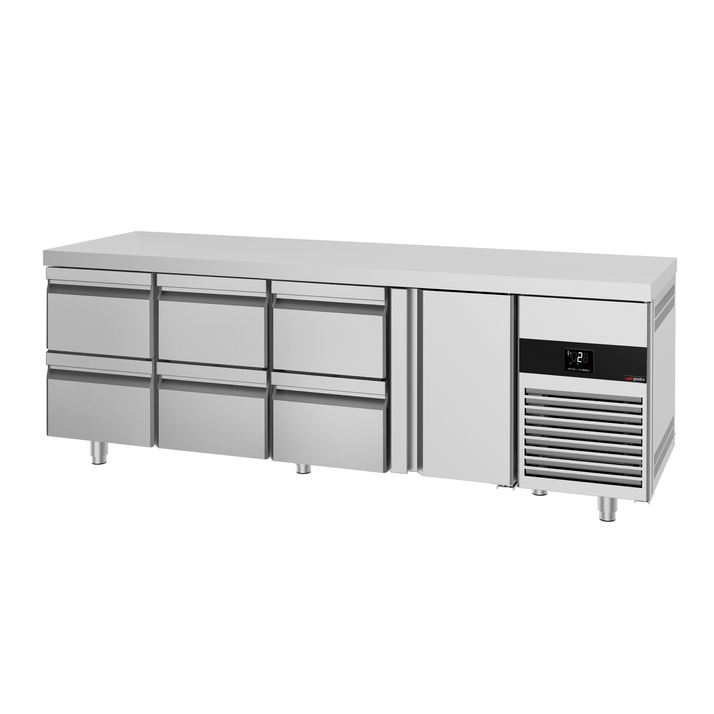 Table réfrigérée PREMIUM - 2330x700 mm - avec 1 porte - 6 tiroirs