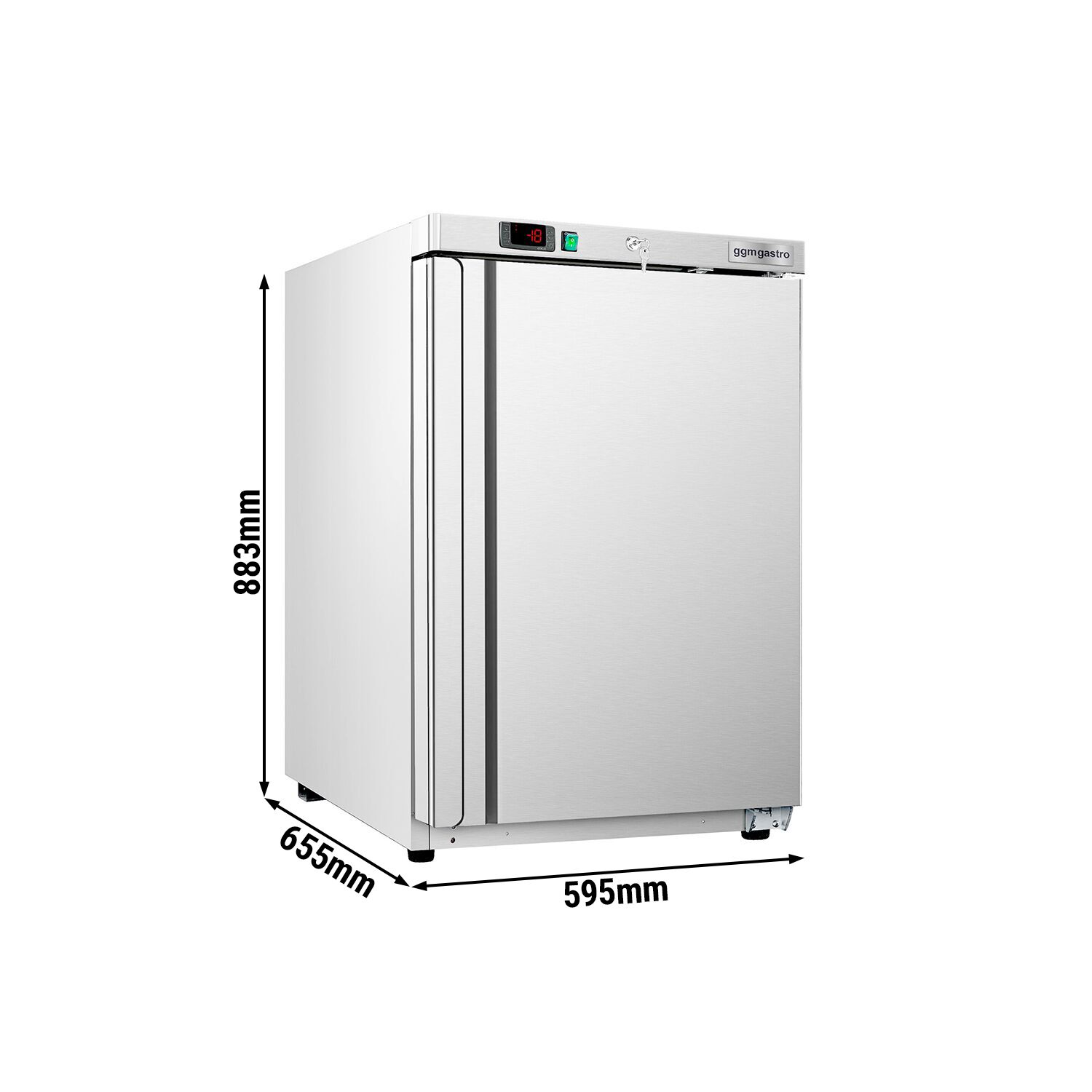 Mini congélateur de stockage inox ECO – 200 litres – avec 1 porte – intérieur de la porte en plastique