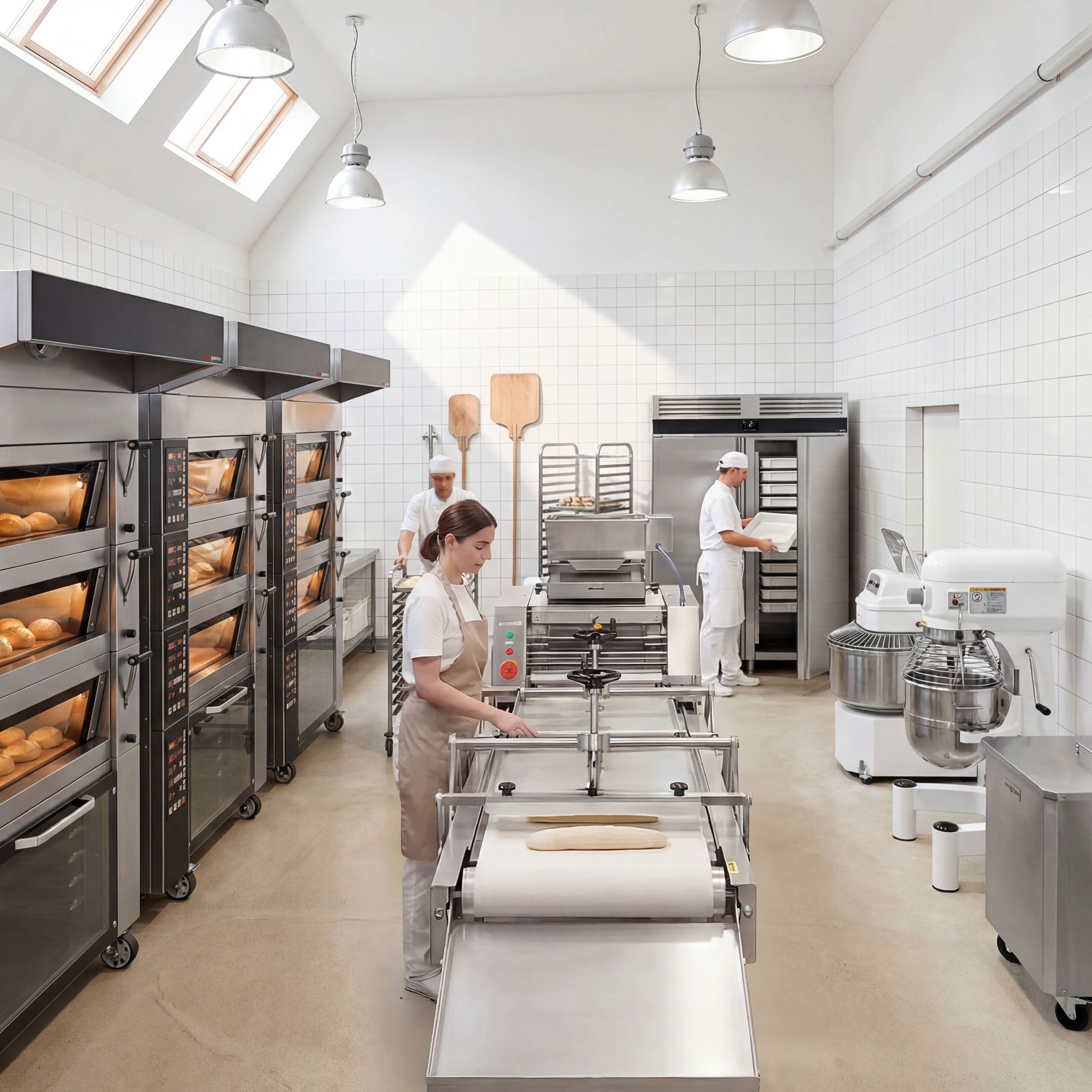 Façonneuse de boulangerie - Sur piétement - 2 cylindres - 550W - Jusqu’à 2500 pièces/h - Acier inoxydable