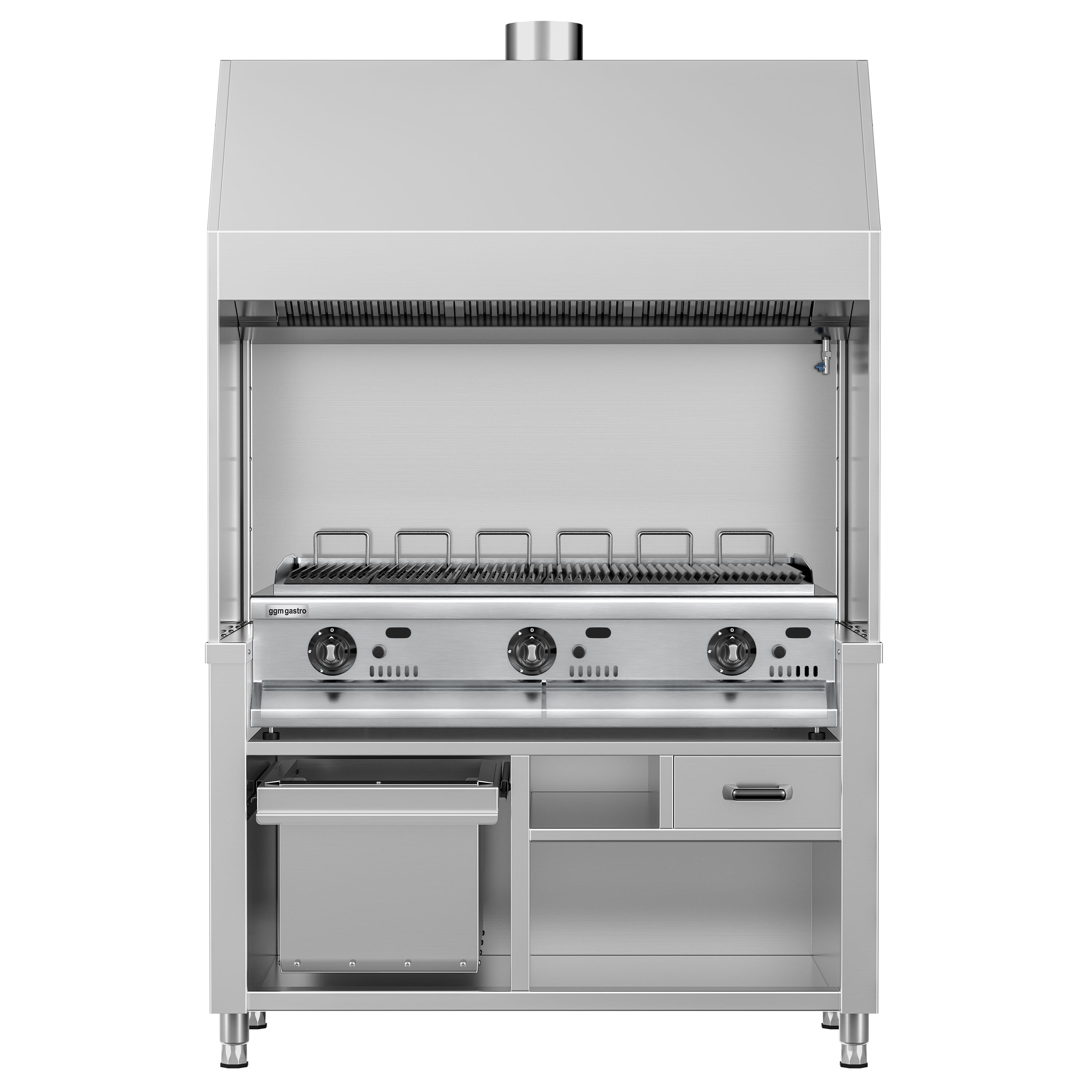 Commercial Gas Chargrill BERLIN - 1360mm - Freestanding - 790mm Deep - 6 Grill Grids - Cast-Iron Cooking Grids - 21kW