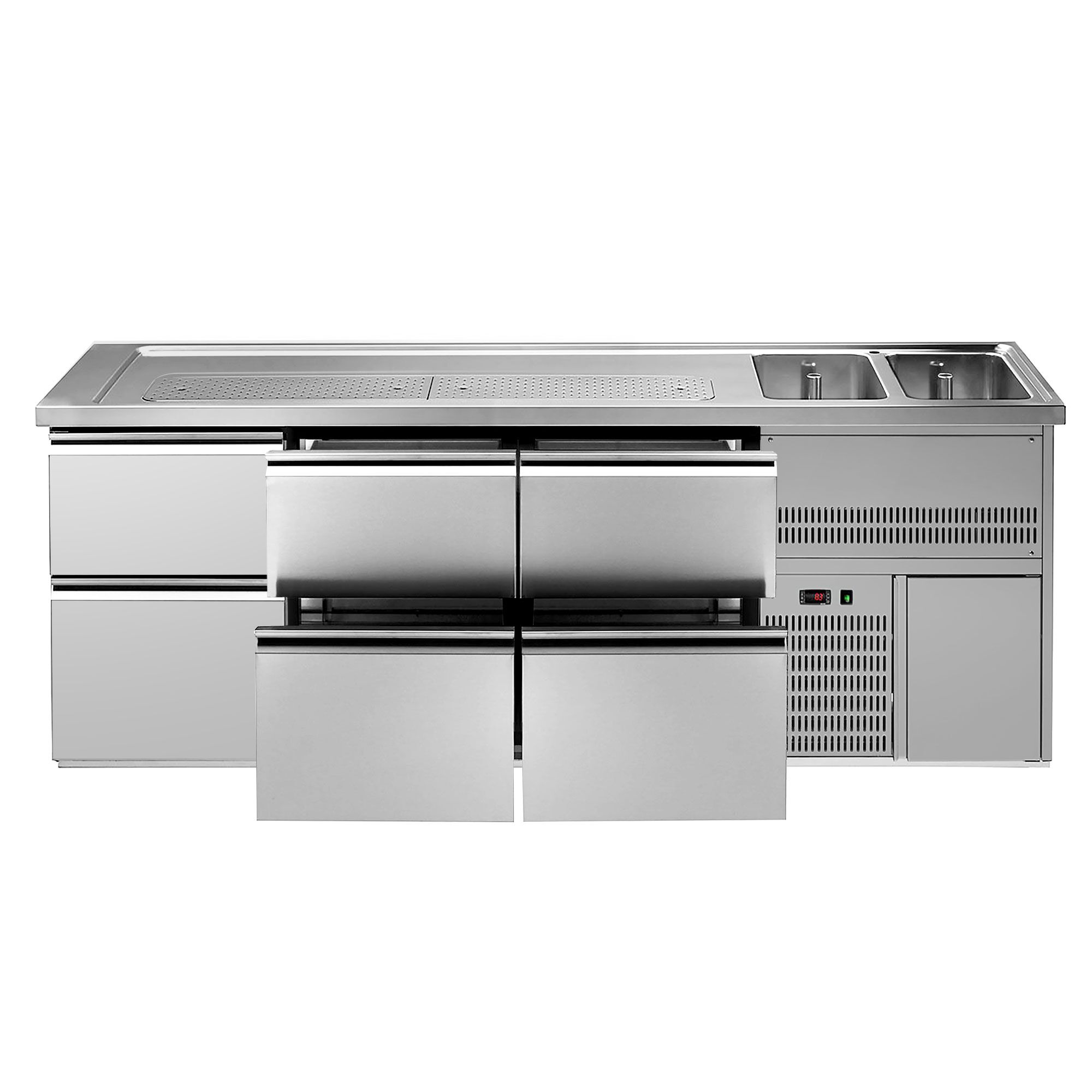 Comptoir de bar réfrigéré PREMIUM PLUS - 2500x700mm - 6 tiroirs