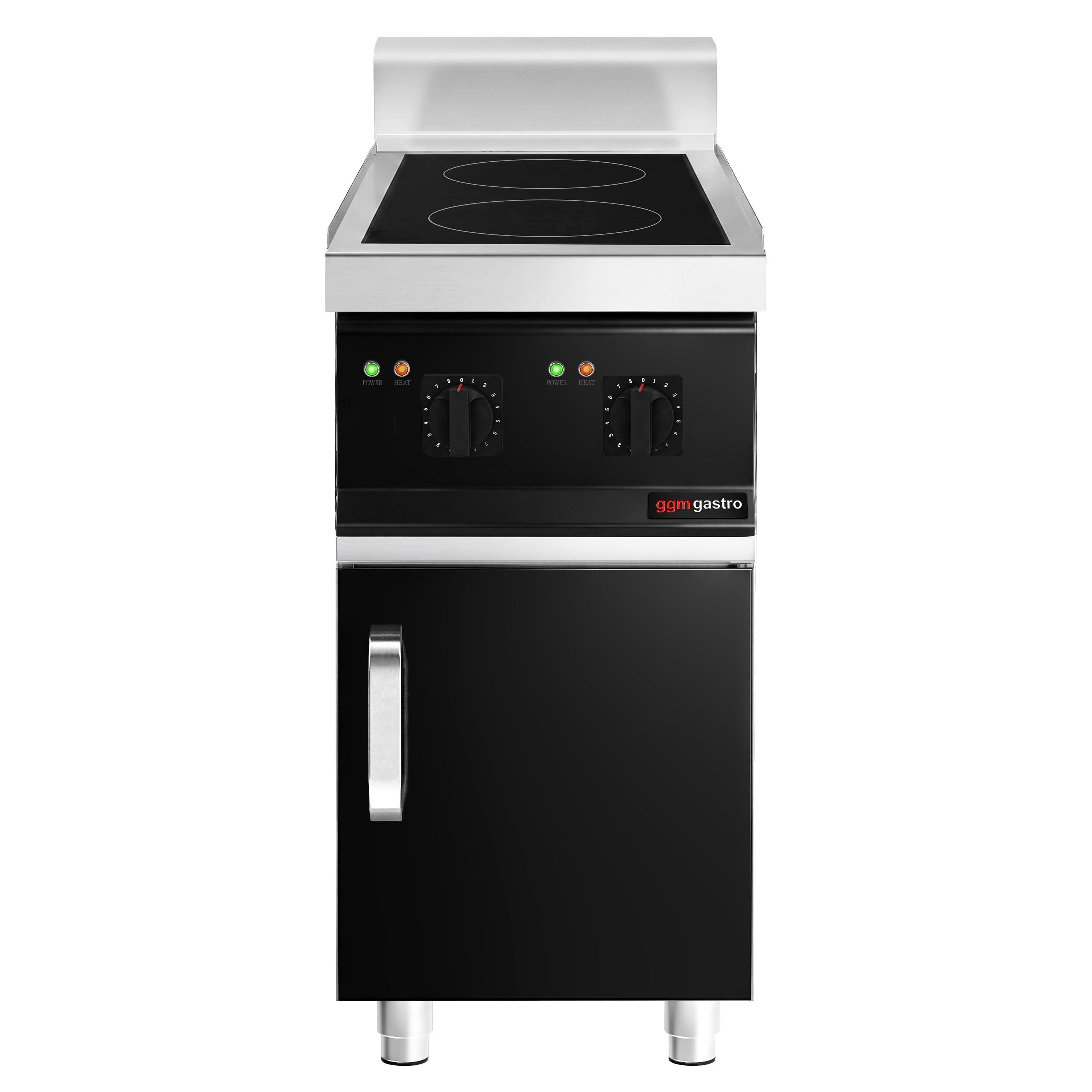 Cuisinière à induction - 7 kW - 2 plaques de cuisson - incl. meuble bas avec 1 porte