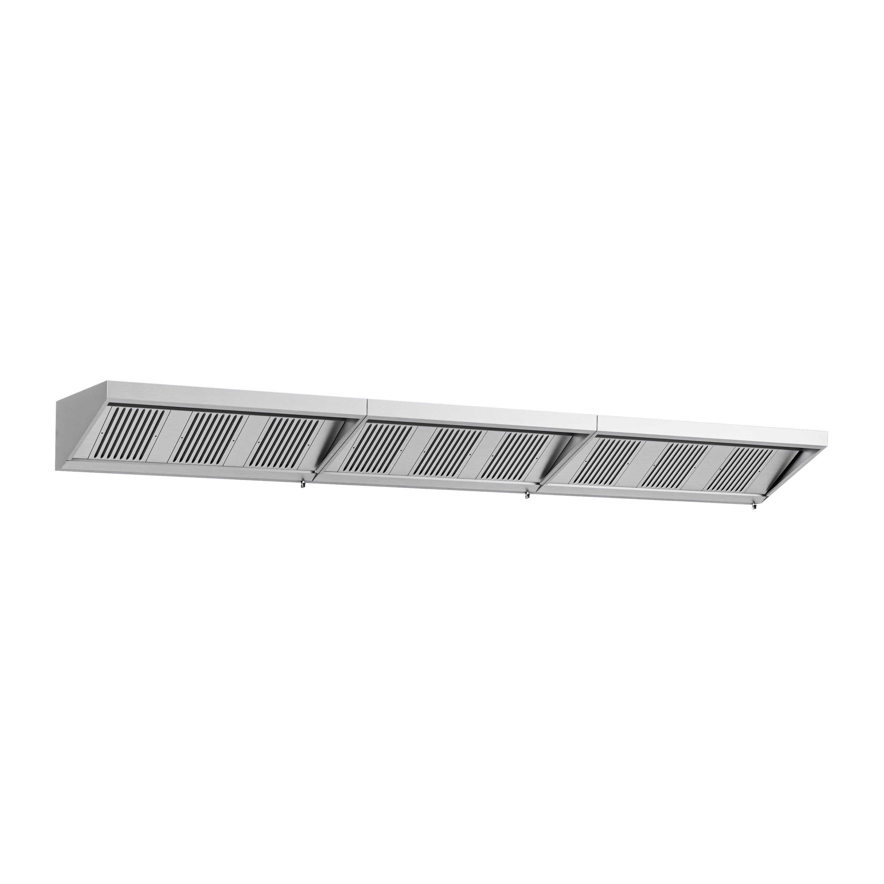 Commercial Wall-Mounted Extraction Canopy - 5600mm - with Baffle Filters & LED Lighting