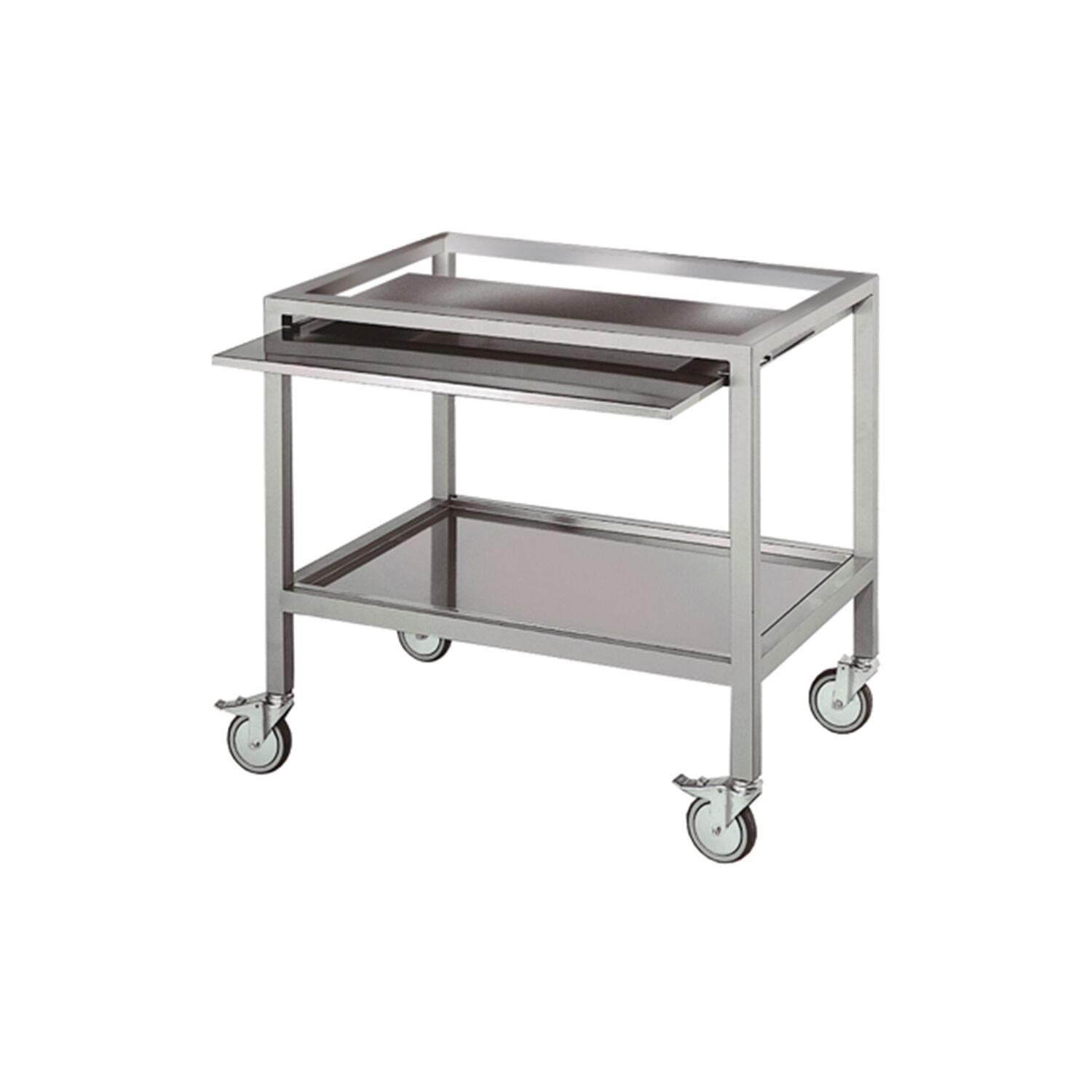 Support - 940x690x880mm - Inox - avec roulettes (4 dont 2 avec freins), surface de travail extensible - pour série EM420 - Série EM420 - Norme CE