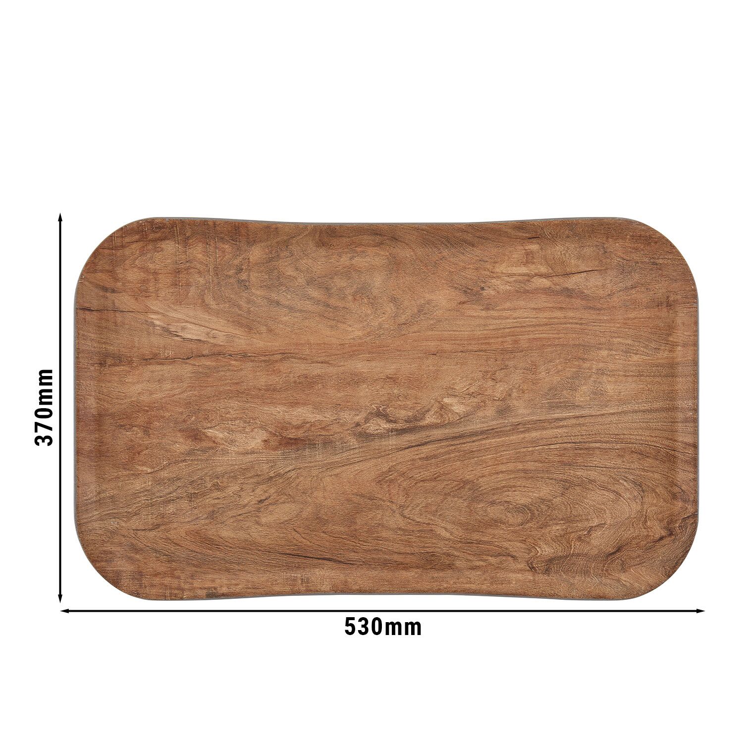 (12 pieces) CAMBRO | CENTURY™ Fibreglass Serving Tray – Olive Brown Wood Effect – GN 1/1 530×370 mm – Dishwasher safe