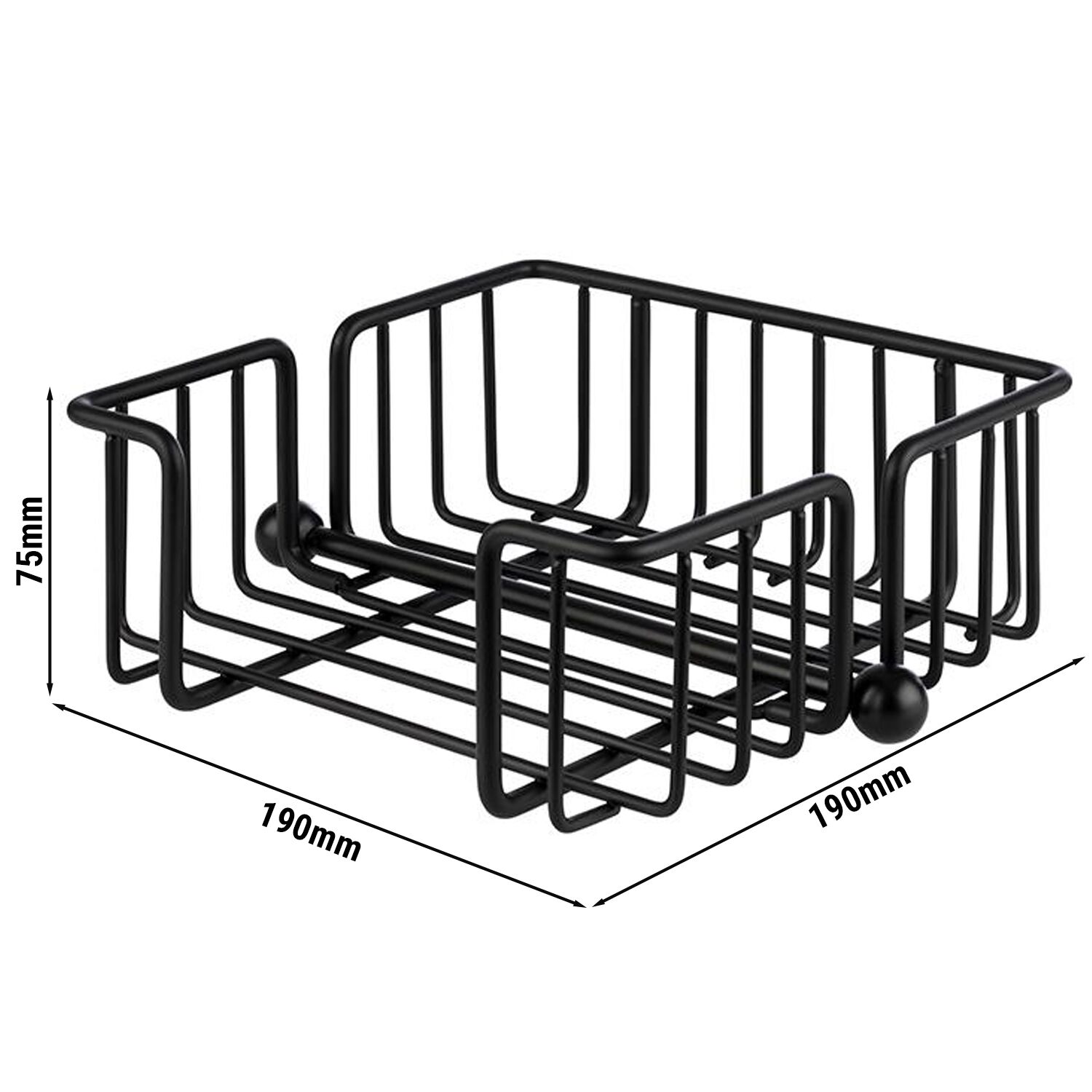 (6 pcs) Porte-serviettes cocktail - URBAN - Métal - pour env. 50 serviettes cocktail - 190x190x75mm - Noir - incl. poids