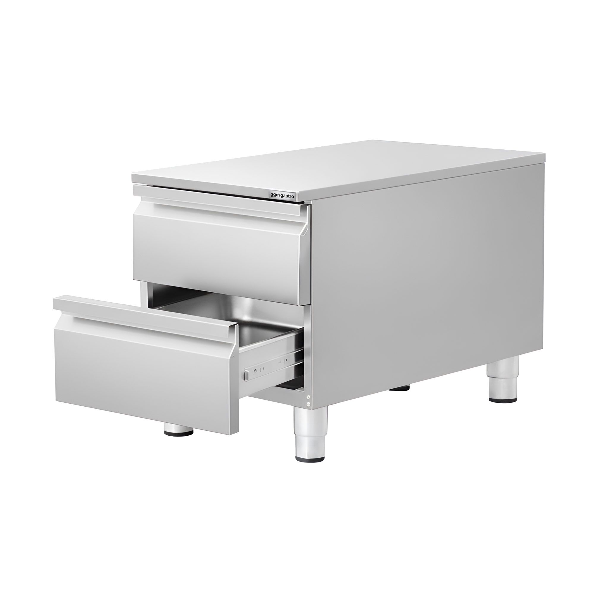 Meuble bas à tiroirs - Acier inoxydable - Professionnel - GN 1/1 - avec 2 tiroirs - 400x620mm